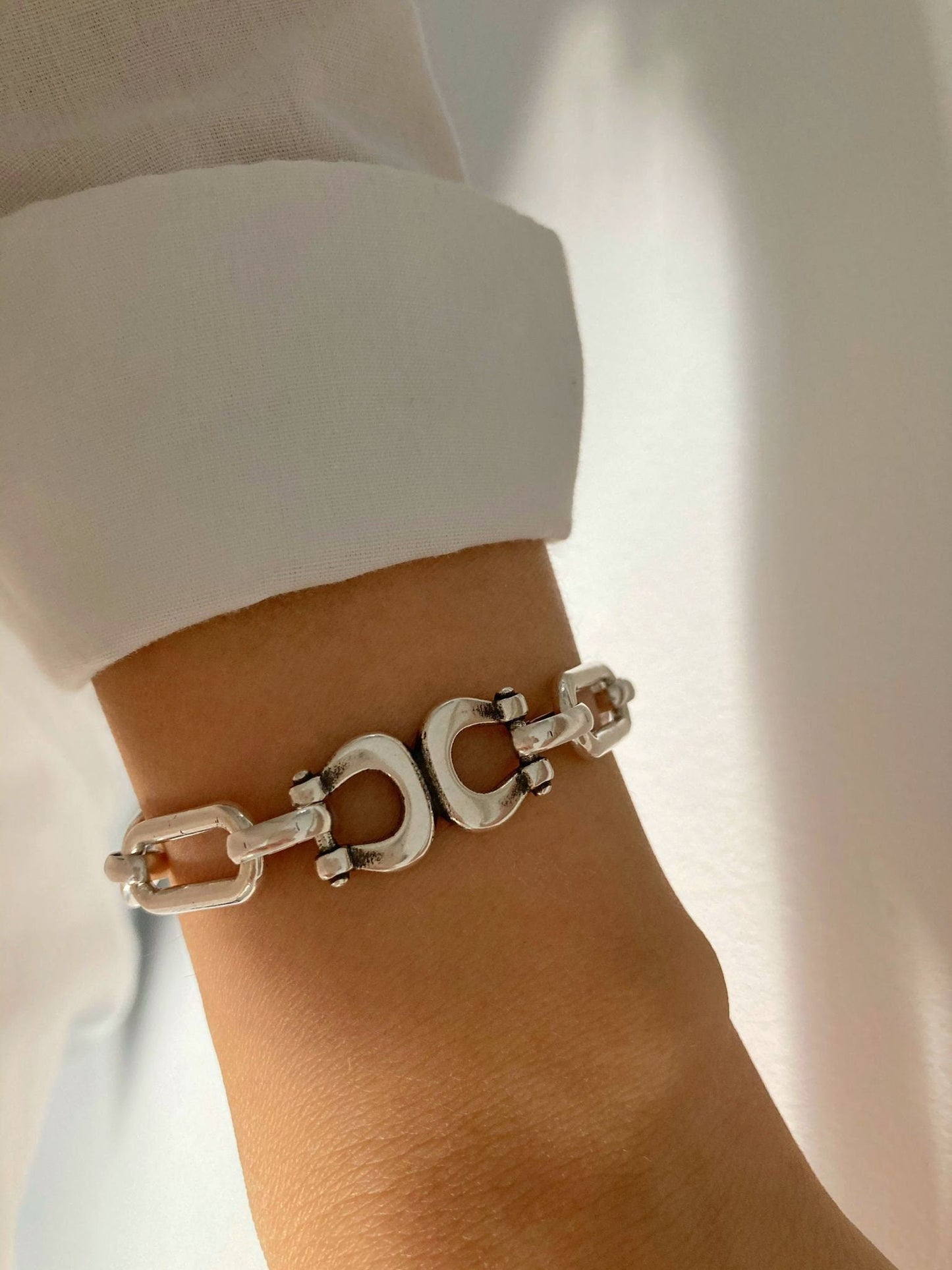 The Capri Bracelet – Chunky Silver Wrap Bracelet | Elegant Link Statement Jewelry, Gift for Her - Karl & kate