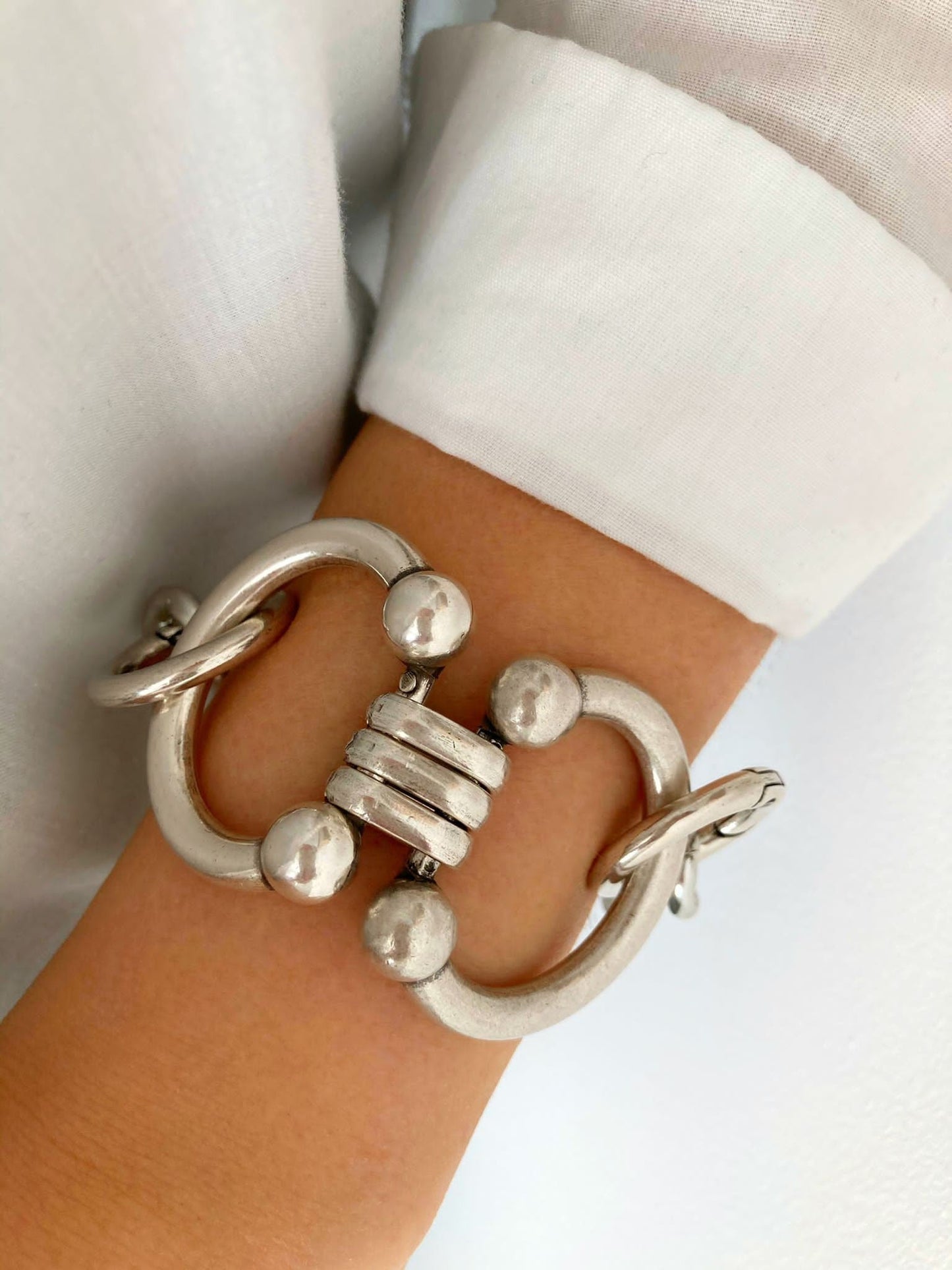 The Marrakech Bracelet – Chunky Silver Wrap Bracelet | Lightweight Statement Link Cuff, Gift for Her - Karl & kate
