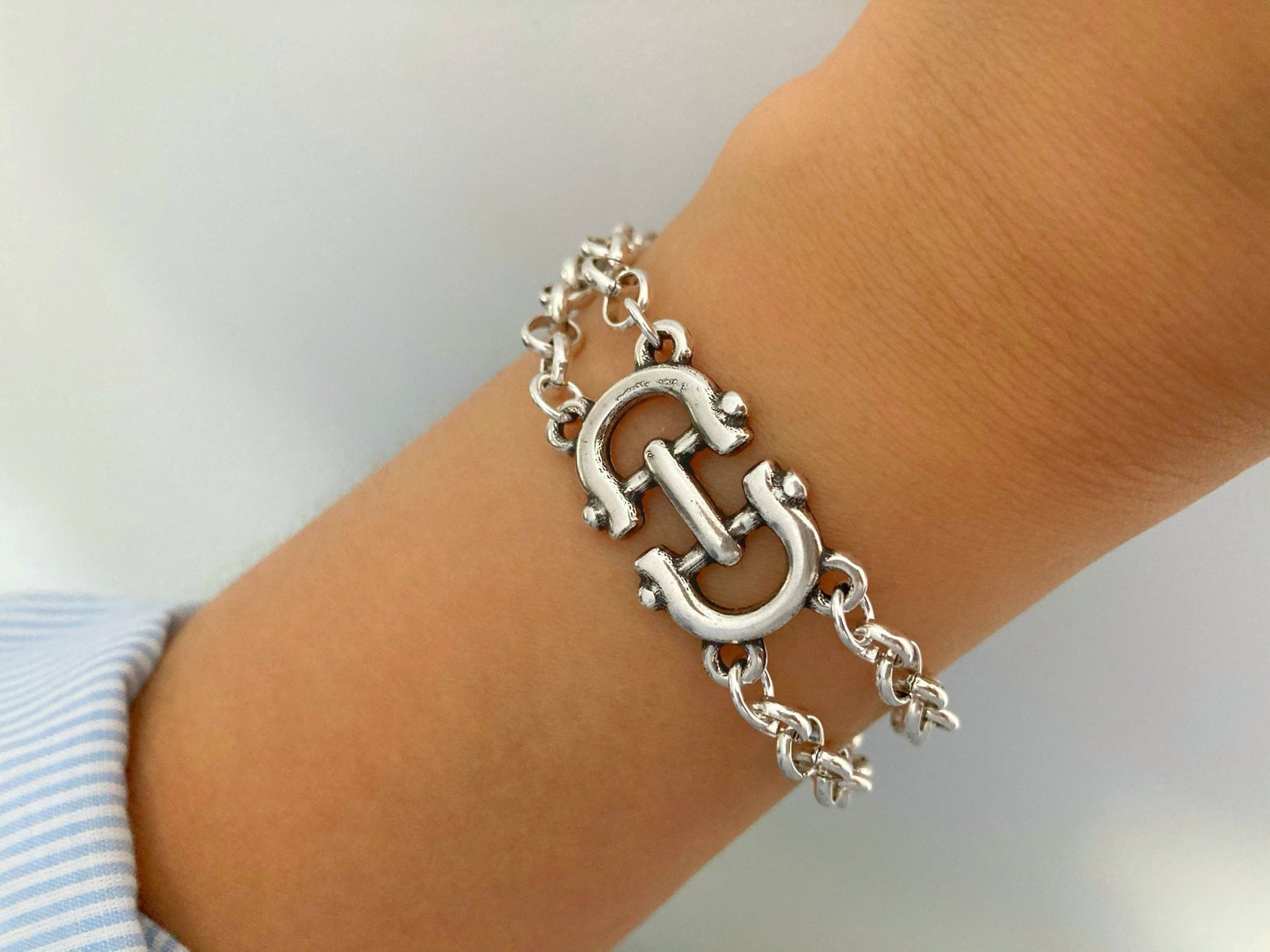 The Miami Bracelet β Chunky Silver Rolo Chain | Elegant Toggle Clasp Statement Jewelry, Gift for Her - Karl & kate