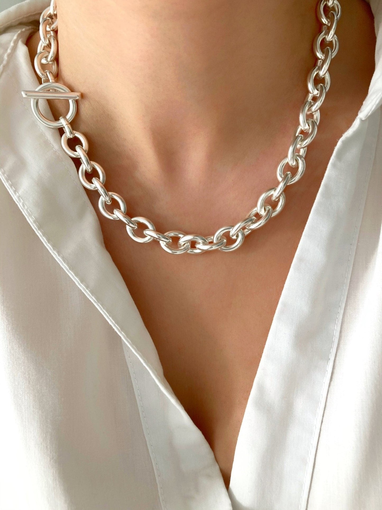The Monte - Carlo Necklace β Chunky Silver Curb Chain | Heavy Statement Toggle Clasp Jewelry, Gift for Her - Karl & kate