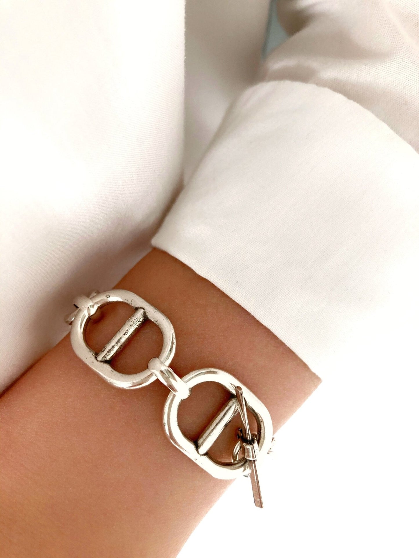 The Palermo Bracelet – Chunky Silver Wrap Bracelet | Elegant Link Statement Jewelry, Gift for Her - Karl & kate
