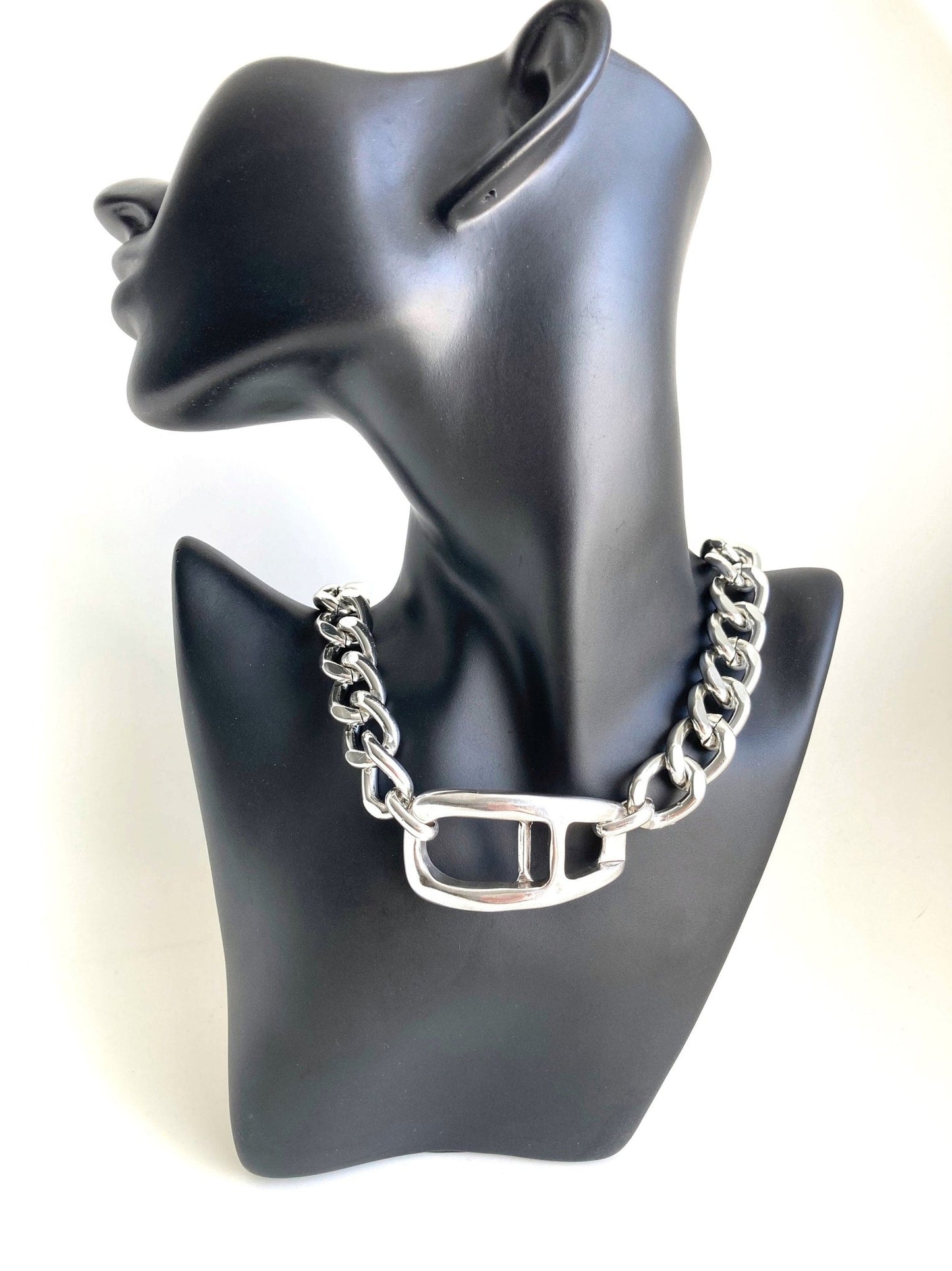 The Reykjavik Necklace – Chunky Silver Brutalist Choker | Bold Rock Statement Chain, Gift for Her - Karl & kate