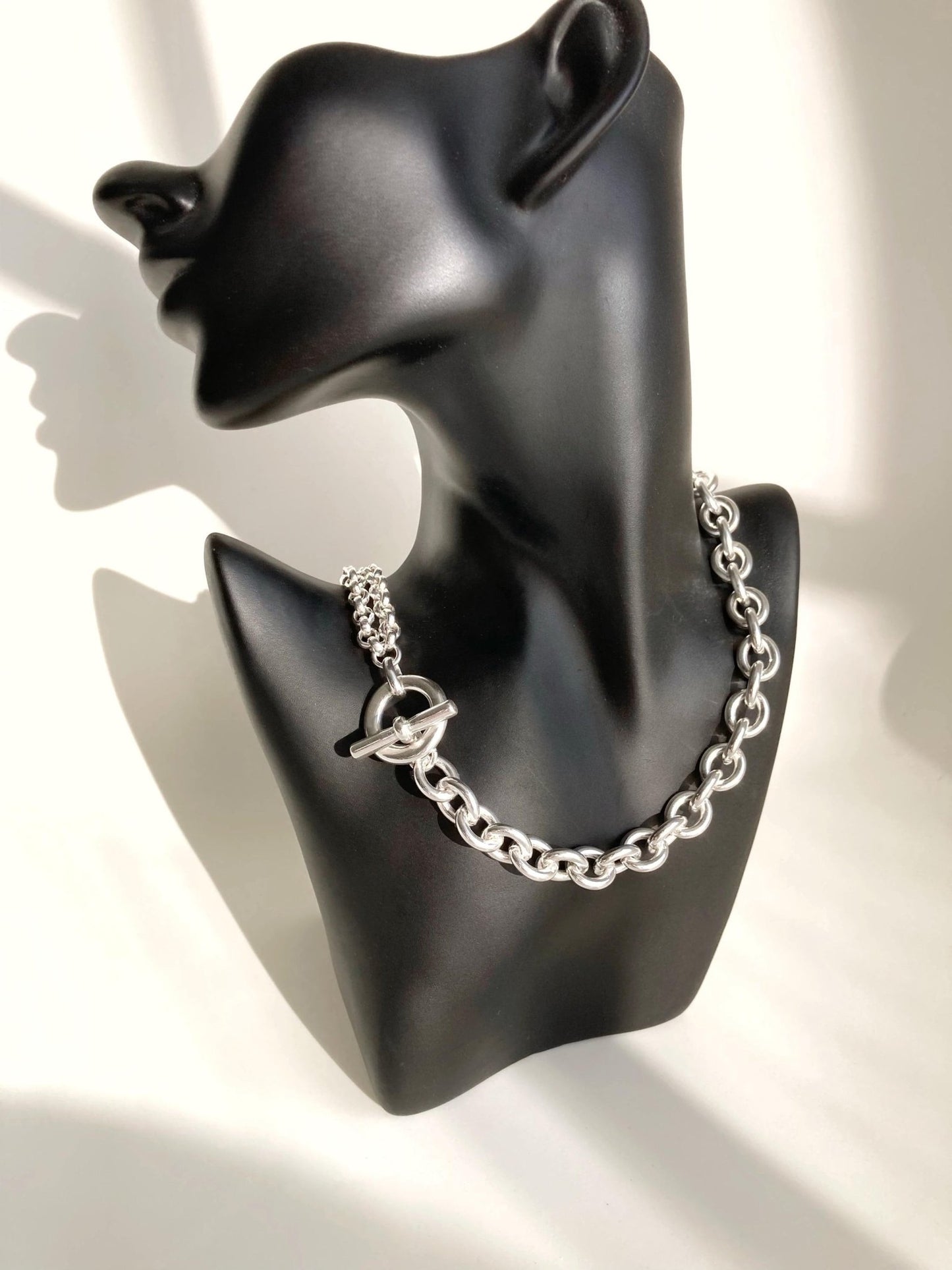 The Santiago Necklace – Silver Multichain Lariat | Chunky Statement Toggle Link Necklace, Gift for Her - Karl & kate