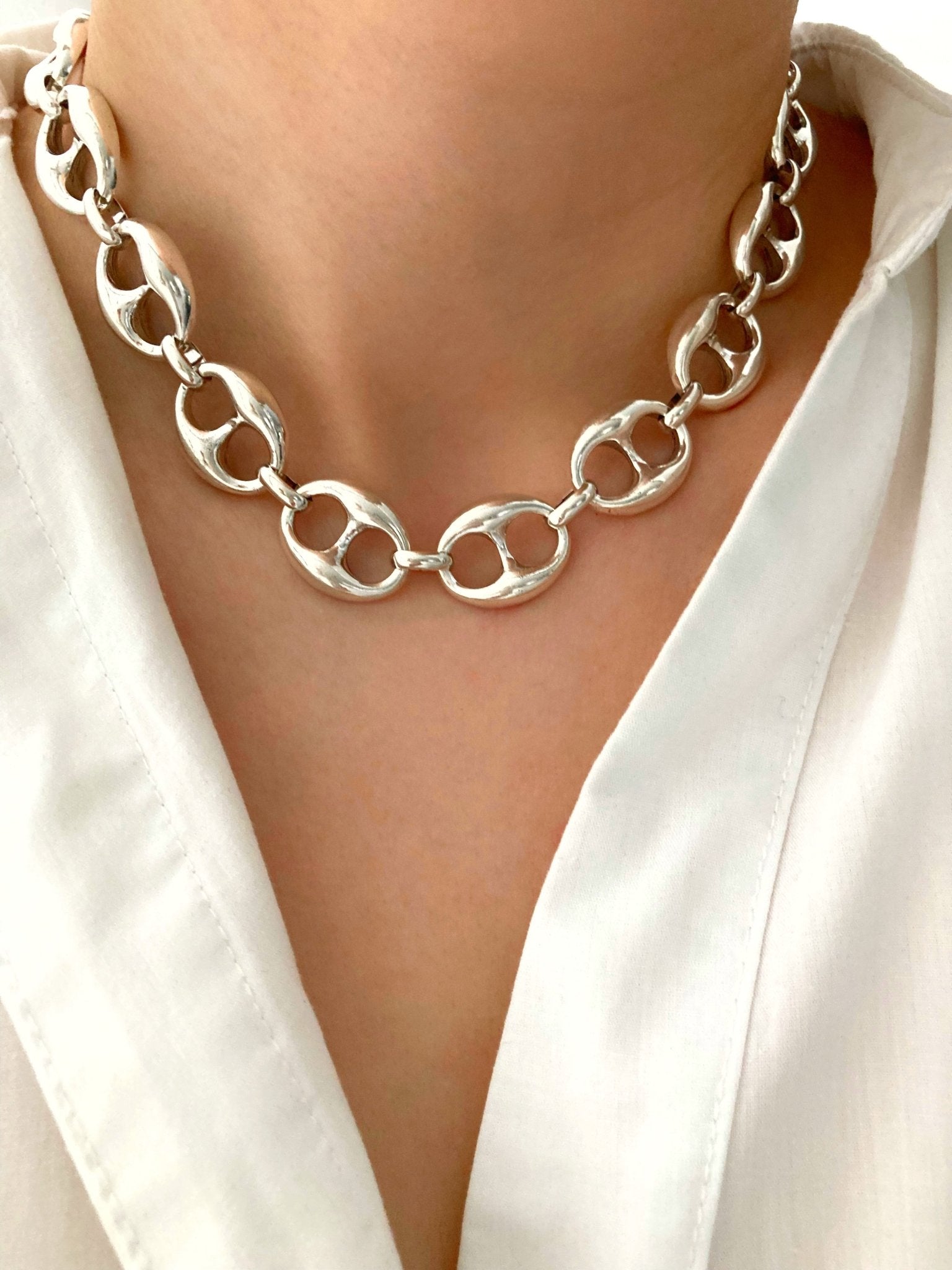 Collier Windsor – Chaîne épaisse argentée | Bijou femme élégant - Karl & kate