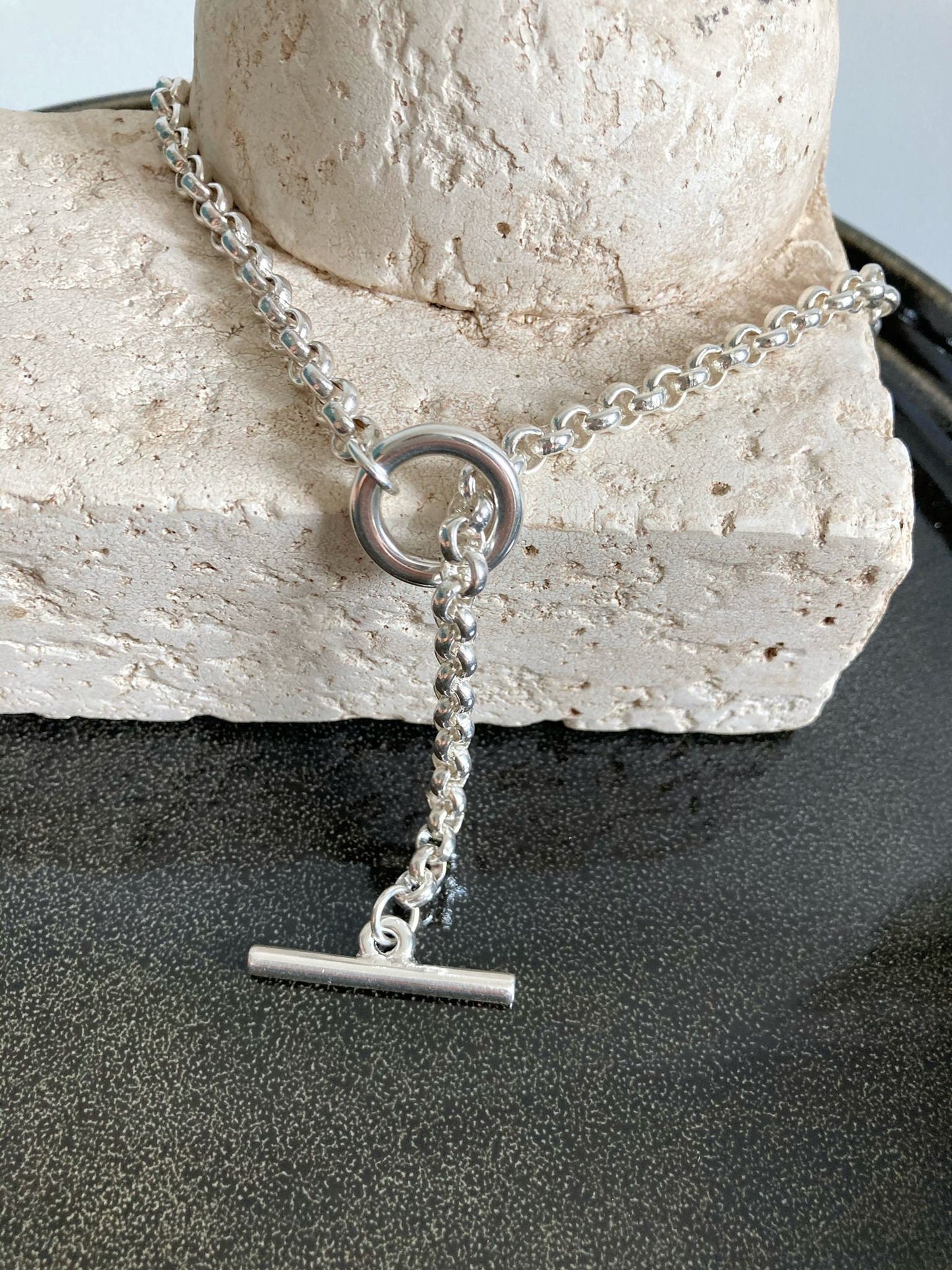 Silver Necklace, Chunky Rolo Chain Necklace, Silver Boho Necklace, Elegant necklace,best gift