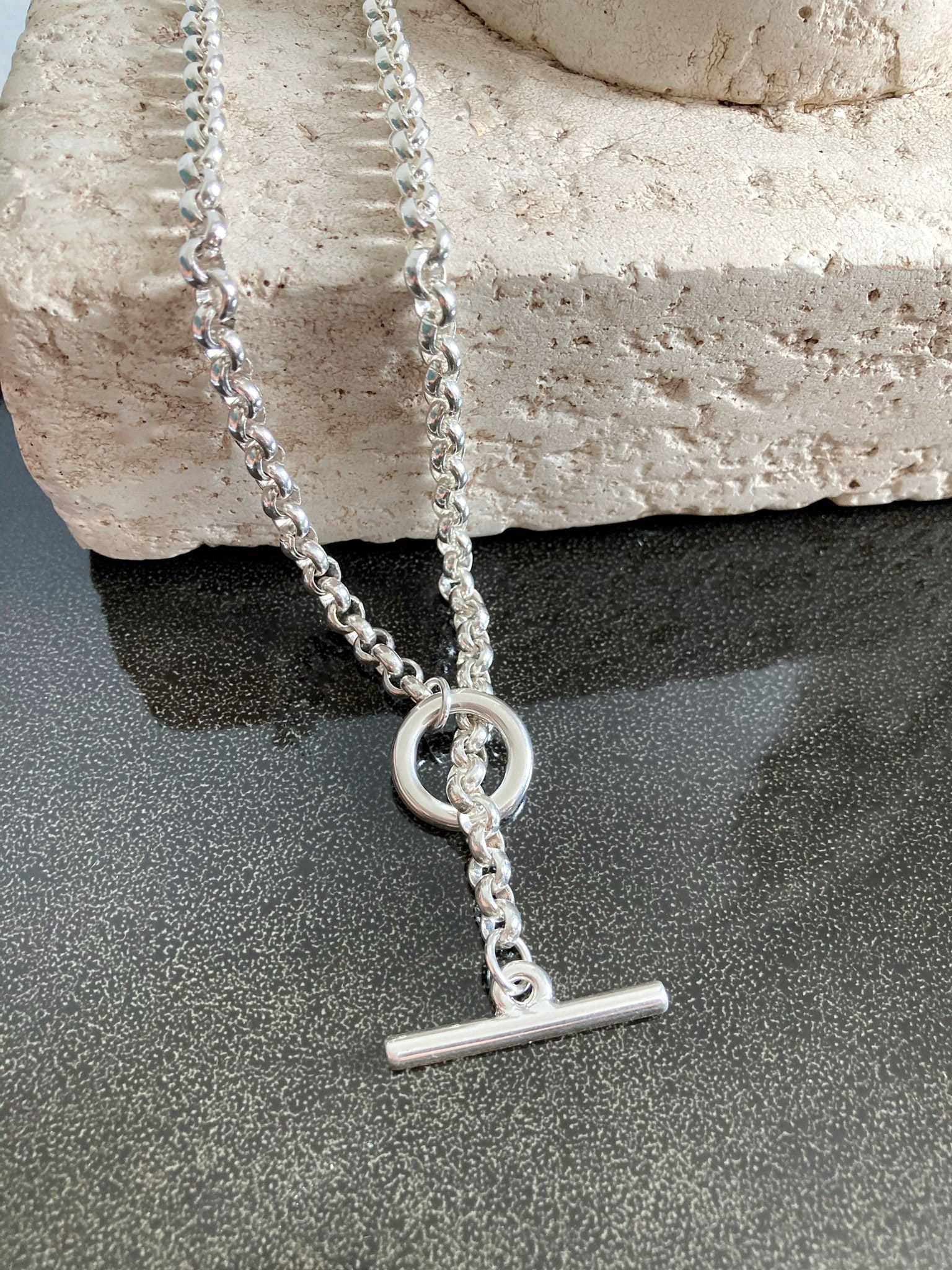 Silver Necklace, Chunky Rolo Chain Necklace, Silver Boho Necklace, Elegant necklace,best gift