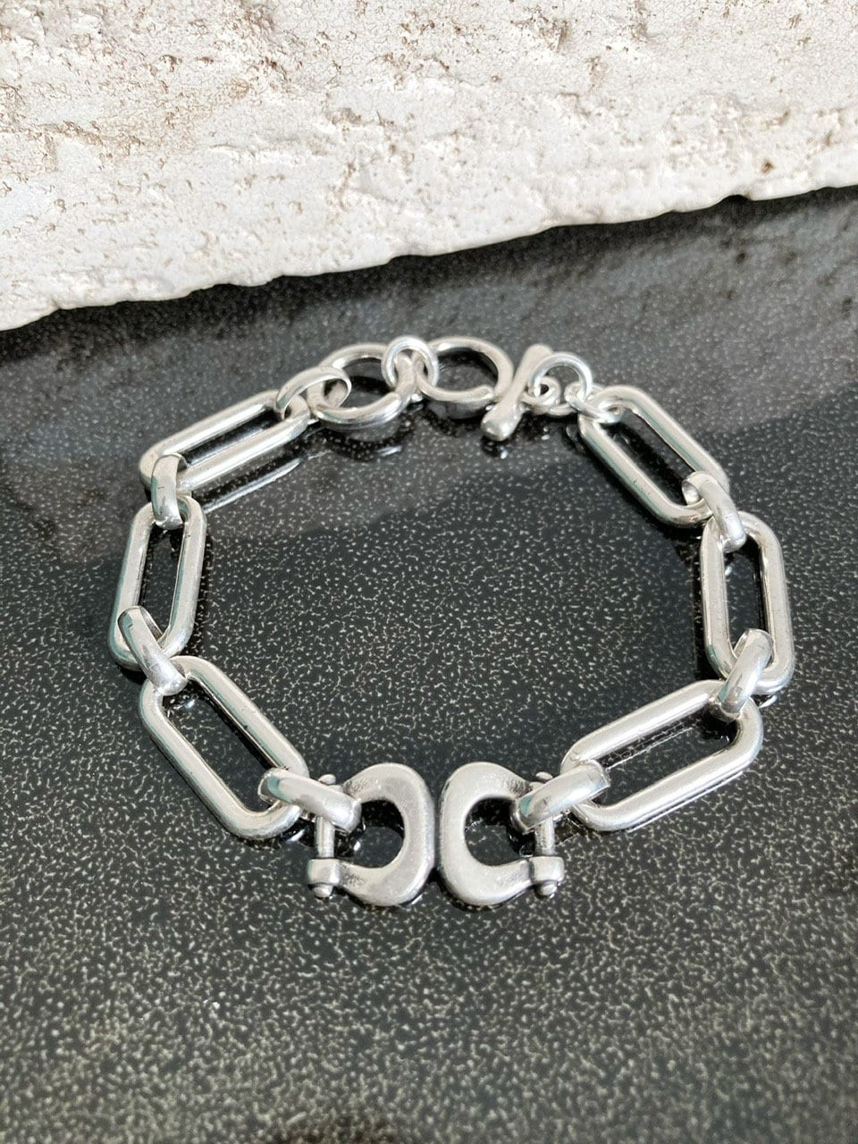 Antique Silver Link Minimalist Lightweight Bracelet, Chunky Silver Statement Bracelet, Bold bracelet, Gift for her