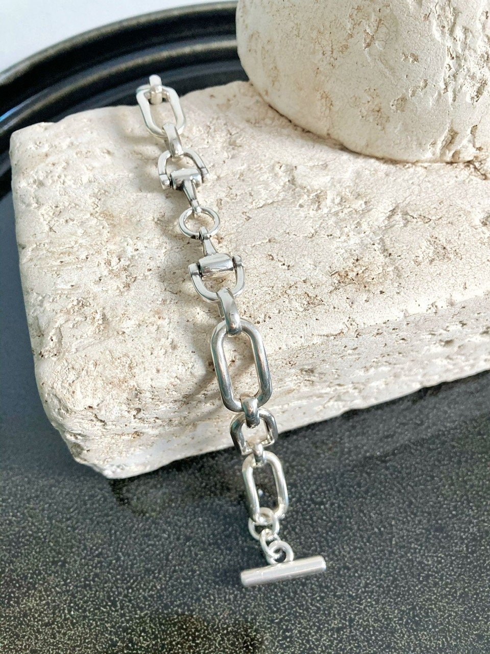 Antique Silver bracelet, Silver Wrap Bracelet, Link Silver Bracelet, Chunky Silver Bracelet, gift for her, Charm bracelet