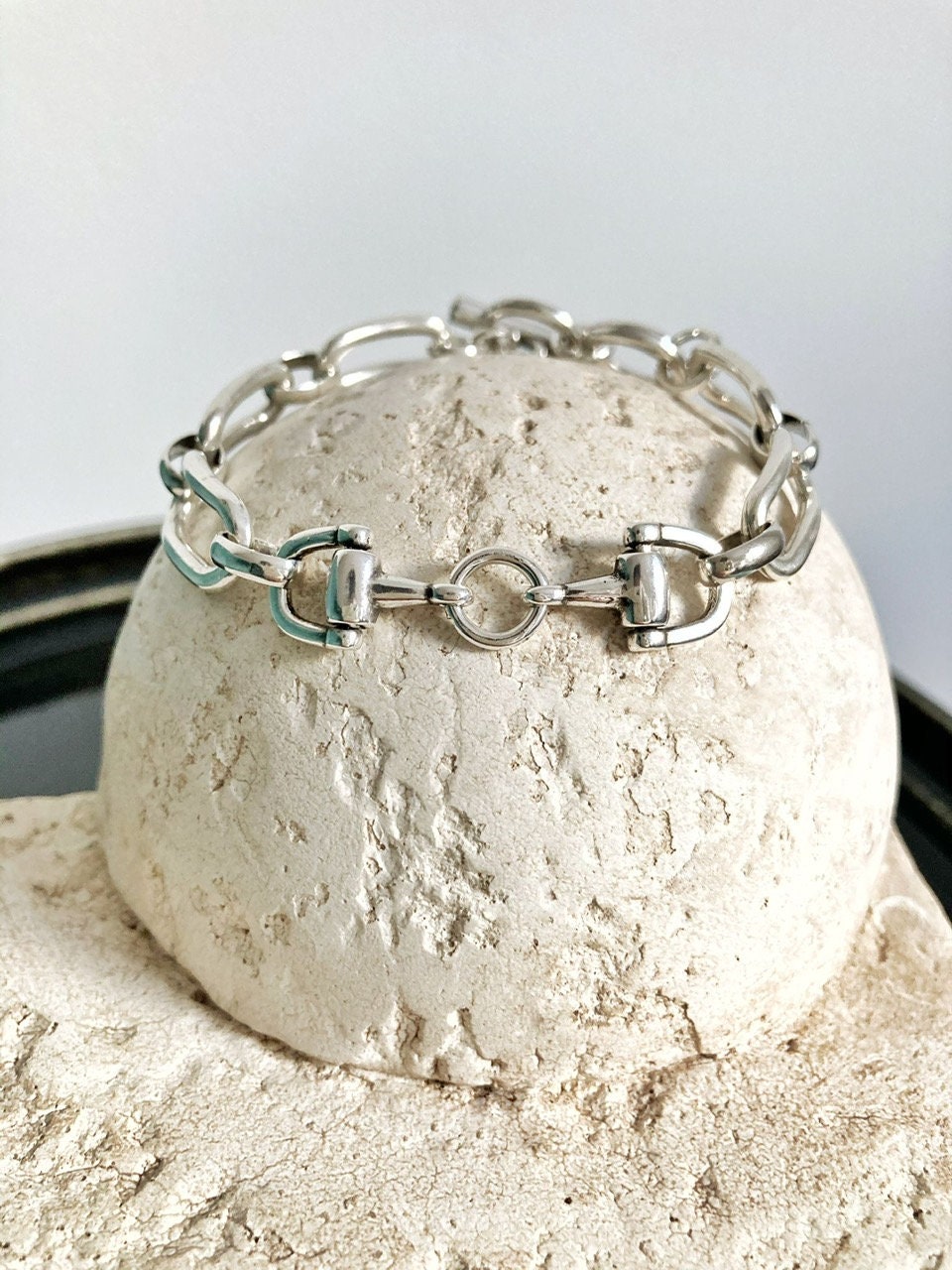 Antique Silver bracelet, Silver Wrap Bracelet, Link Silver Bracelet, Chunky Silver Bracelet, gift for her, Charm bracelet