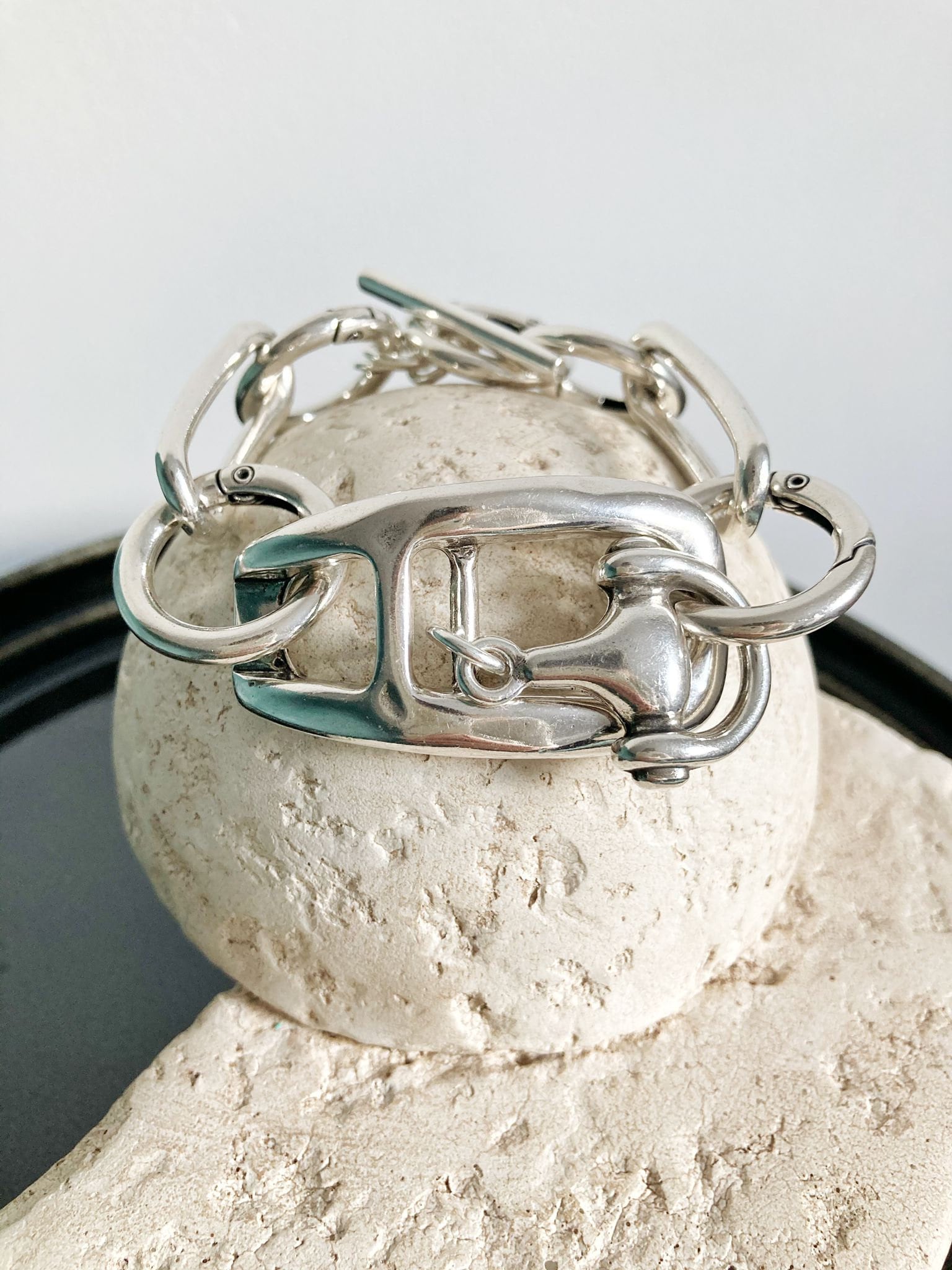 Antique Silver Wrap Link Bracelet, Statement Chunky Silver Bracelet, birthday gift, gift for her