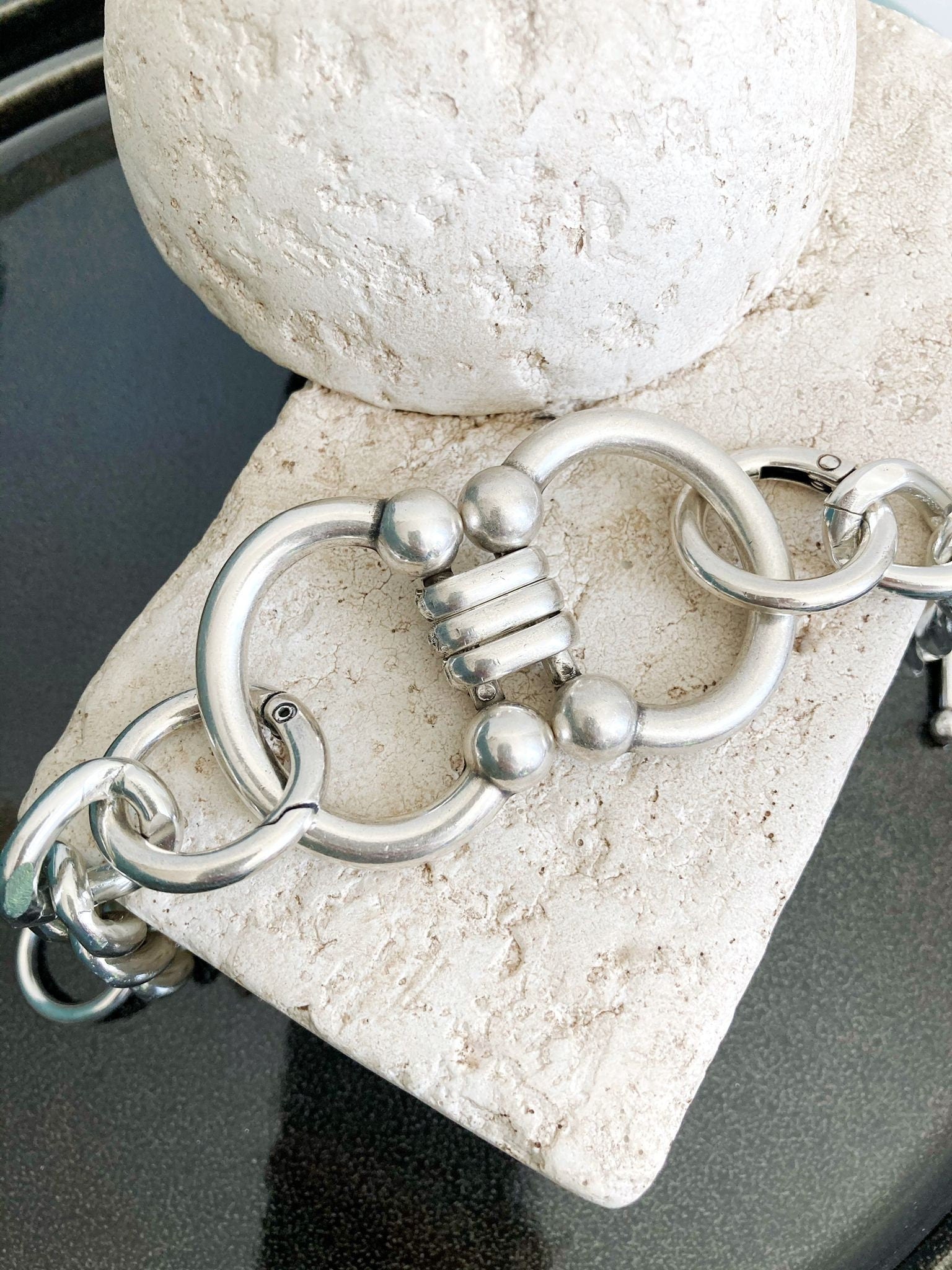 Antique Silver Heavy Chain Link Wrap Bracelet, Chunky Statement Chain Bracelet, Massive large bracelet, Gift for her