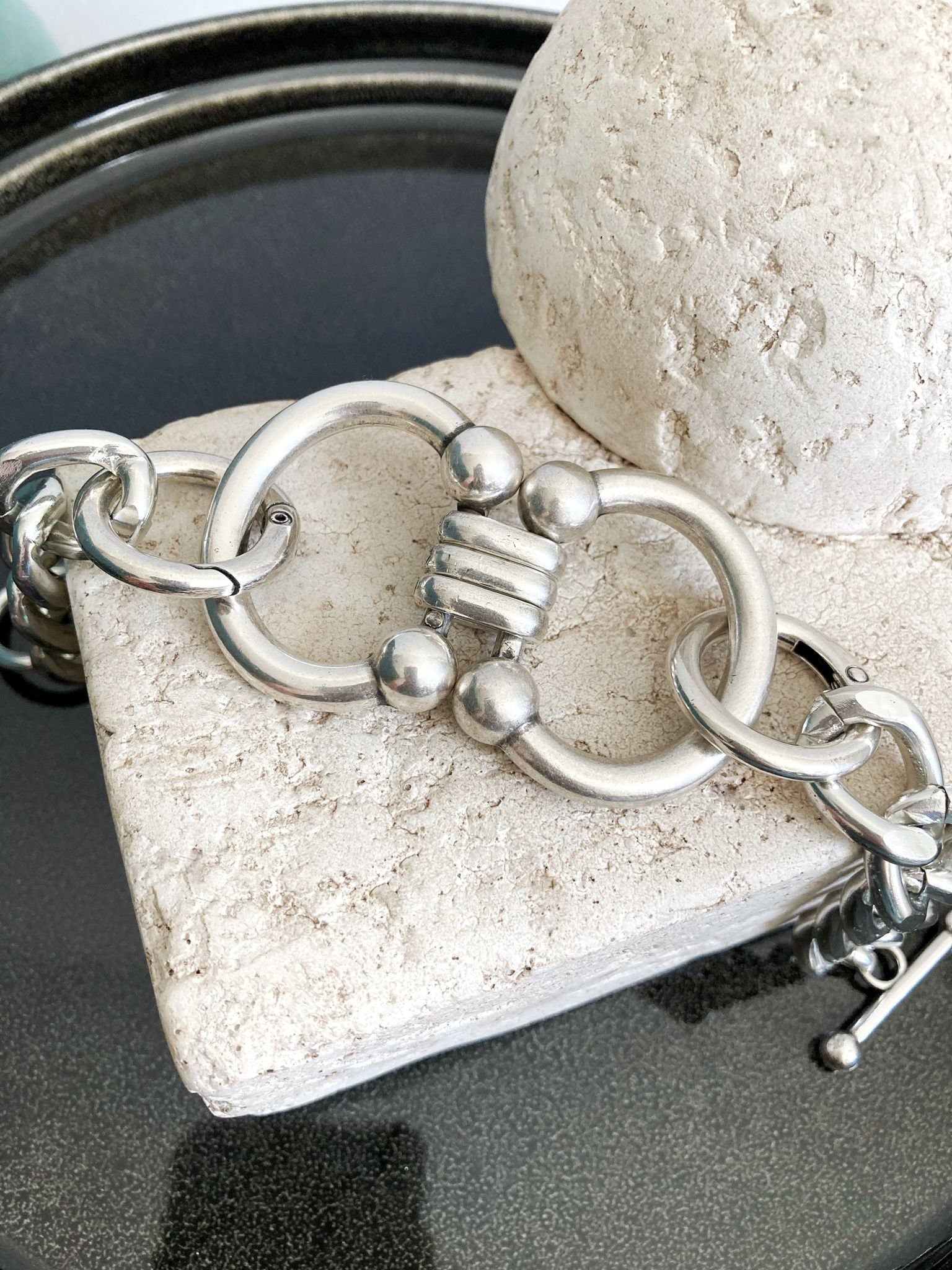 Antique Silver Heavy Chain Link Wrap Bracelet, Chunky Statement Chain Bracelet, Massive large bracelet, Gift for her