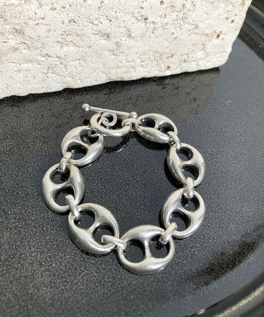 Antique Silver bracelet,Silver Link Bracelet, Silver Chunky Bracelet, Statement bracelet, Gift for her