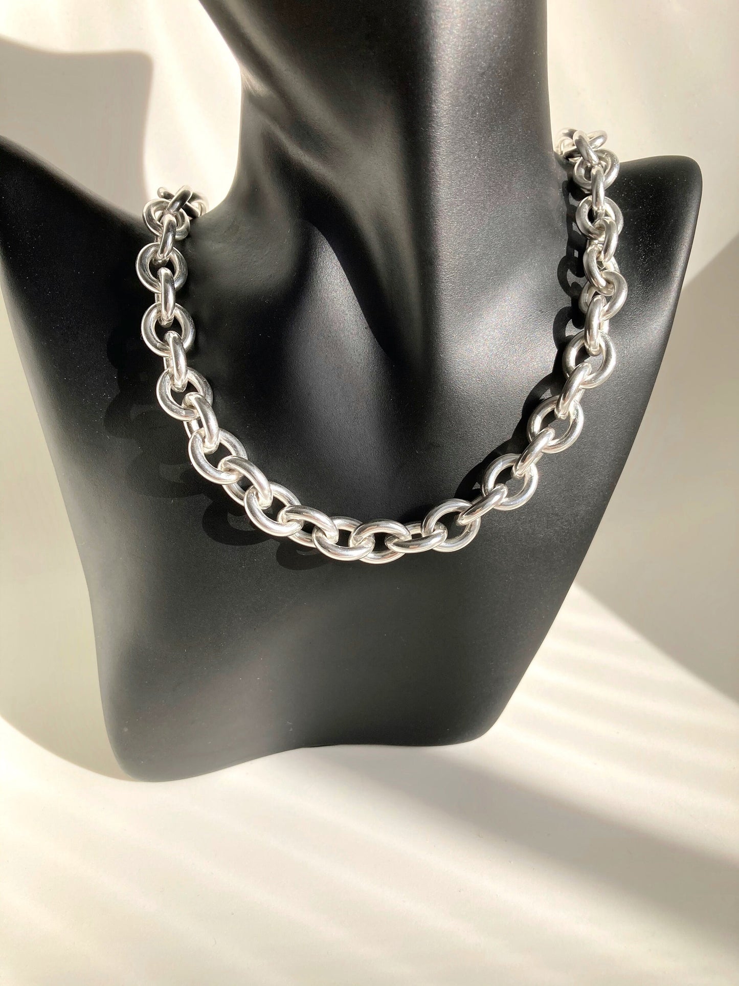 Silver Large Customized Heavy Necklace, Chunky Chain Curb necklace, Silver Statement necklace, Silver Boho necklace,Gift fo her