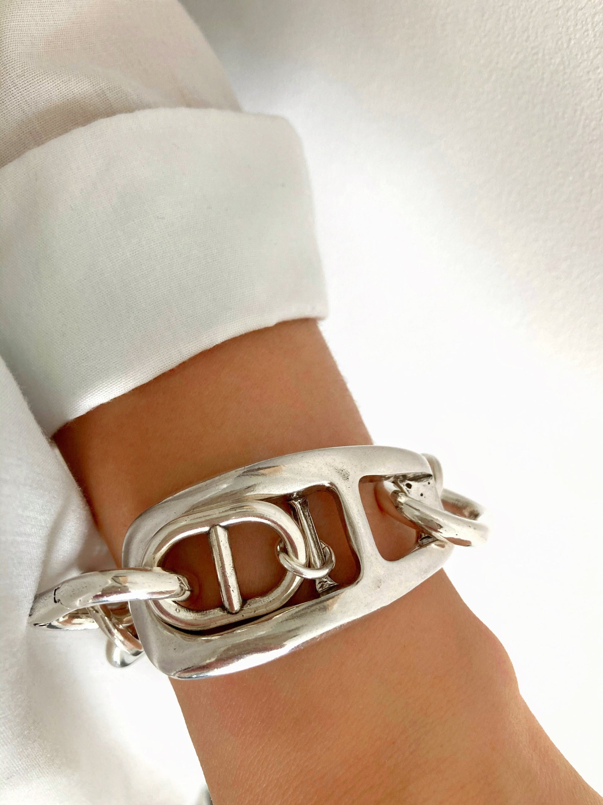 Antique Silver bracelet,Silver Wrap Statement Bracelet,Link Silver Bracelet, Chunky Silver Bold Bracelet, Link Bracelet, Gift for her