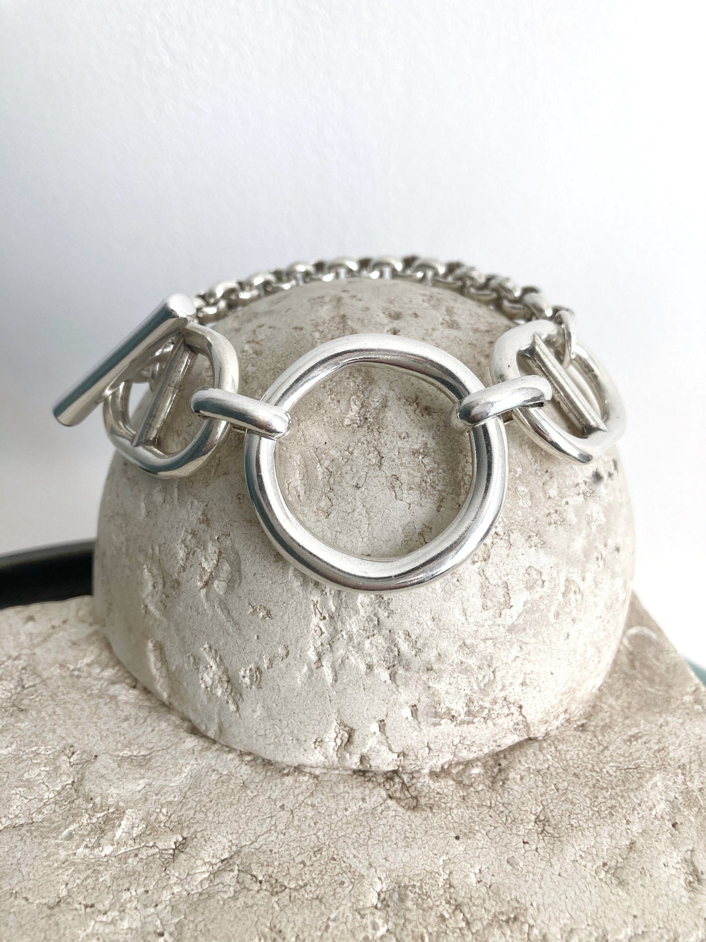 Silver Statement Customized Chunky Link Bracelet, Toggle Bracelet, Chunky Silver Bracelet, Womens gift, Gift for her