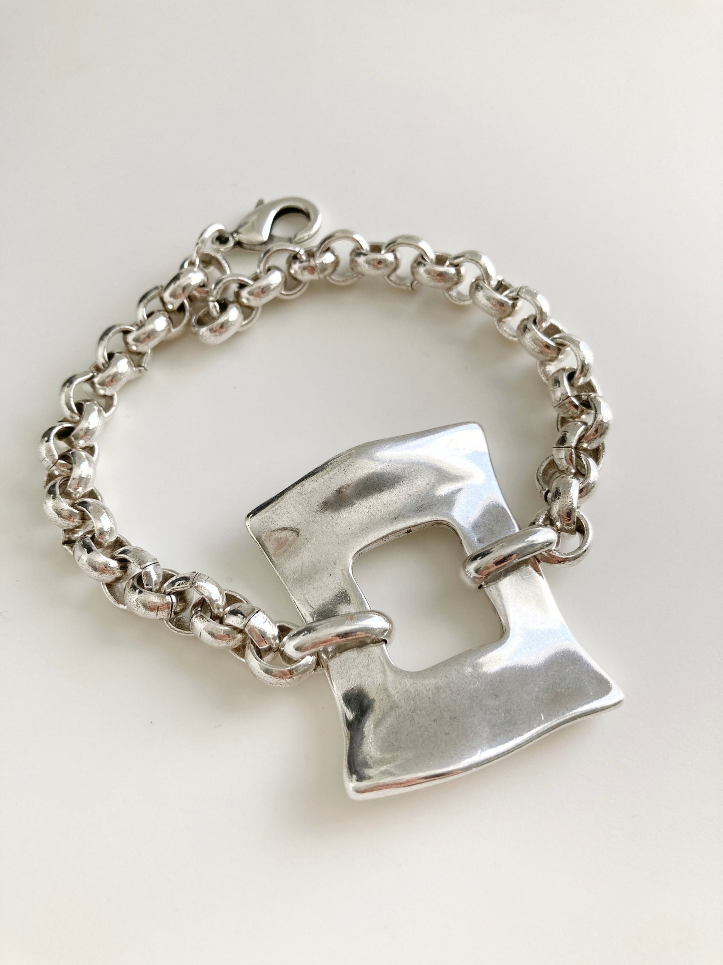 Vintage Silver Statement Big Bracelet, Silver Massive Cuff Link Bracelet, Personalized Gift for her, Womens gift