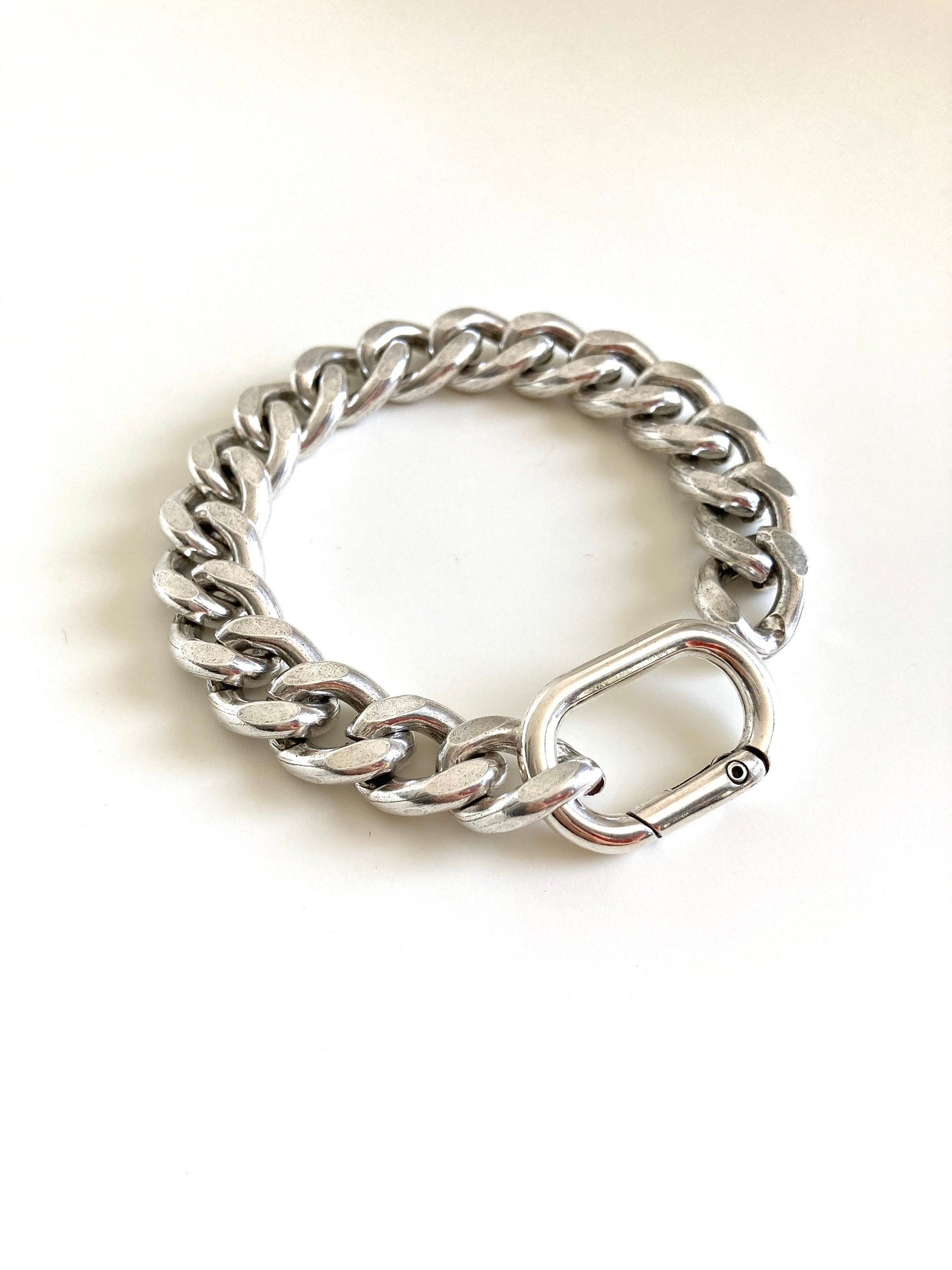 Antique Silver Chunky Curb Heavy chain bracelet, Statement Silver Customized bracelet, Link Bracelet, Gift for him, Gift for her