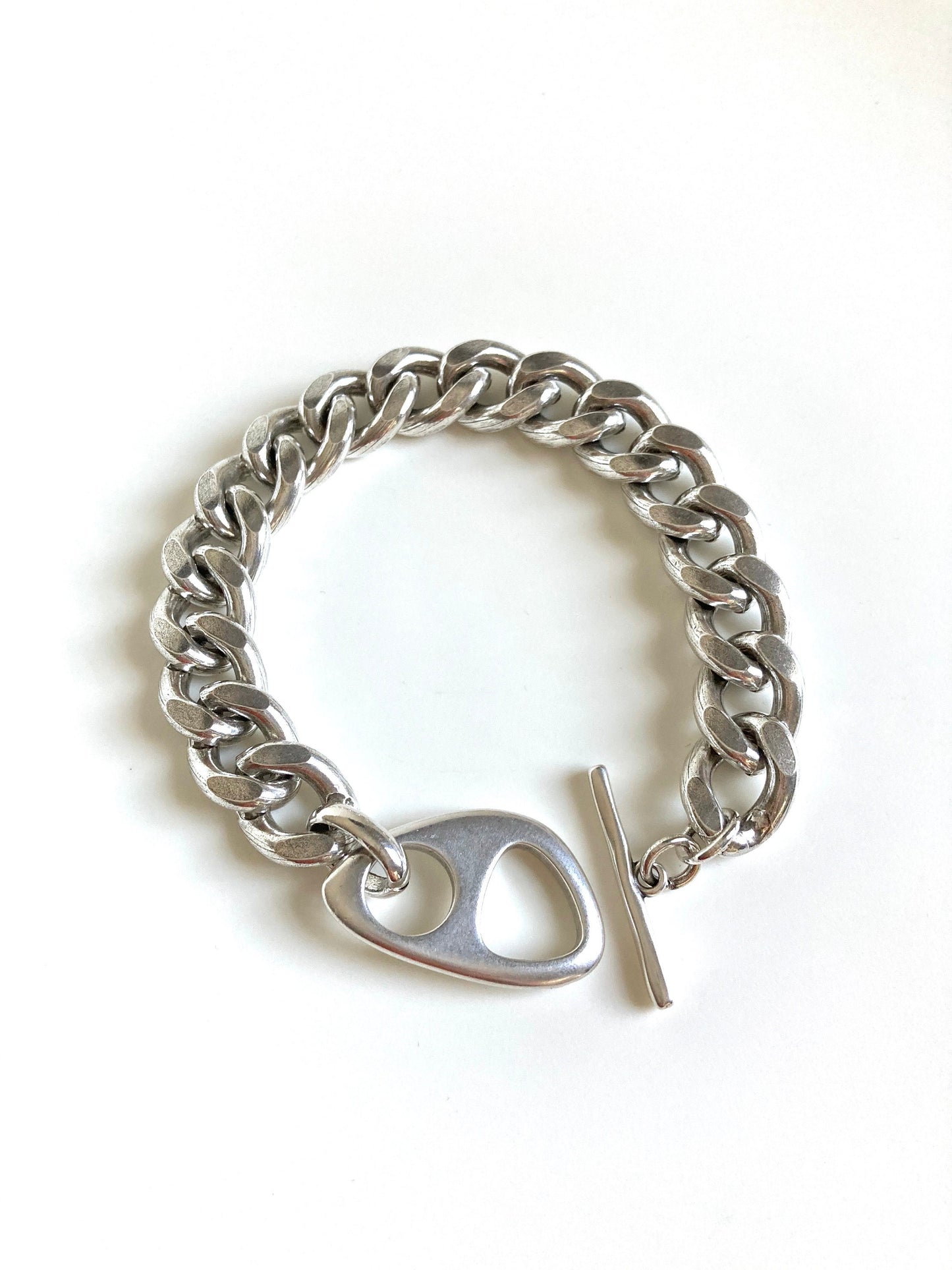 Antique Silver Statement Heavy chain Bracelet, Toggle Personalized bracelet, Birthday gift, Womens jewelry, Gift for wife