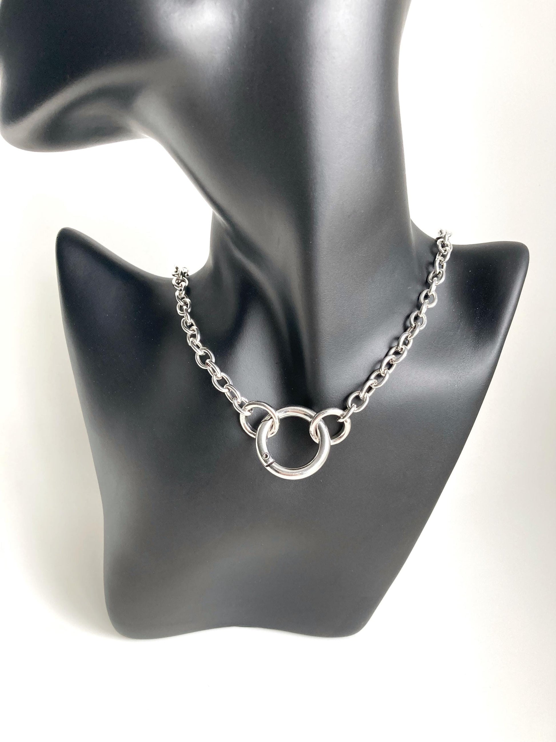 Antique Silver Choker Rock Boho Minimalist Chain Link Necklace, Handmade jewelry, Gift for her, Christmas gift for her