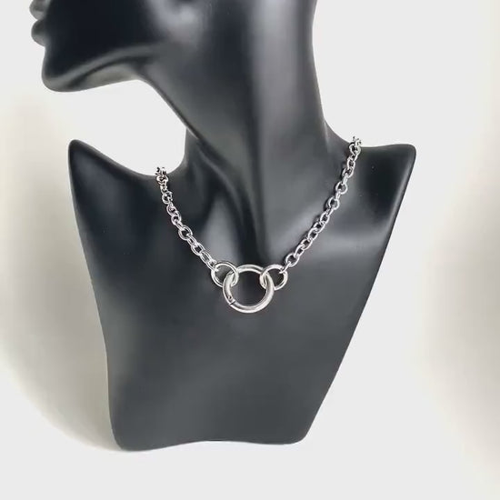 Antique Silver Choker Rock Boho Minimalist Chain Link Necklace, Handmade jewelry, Gift for her, Christmas gift for her