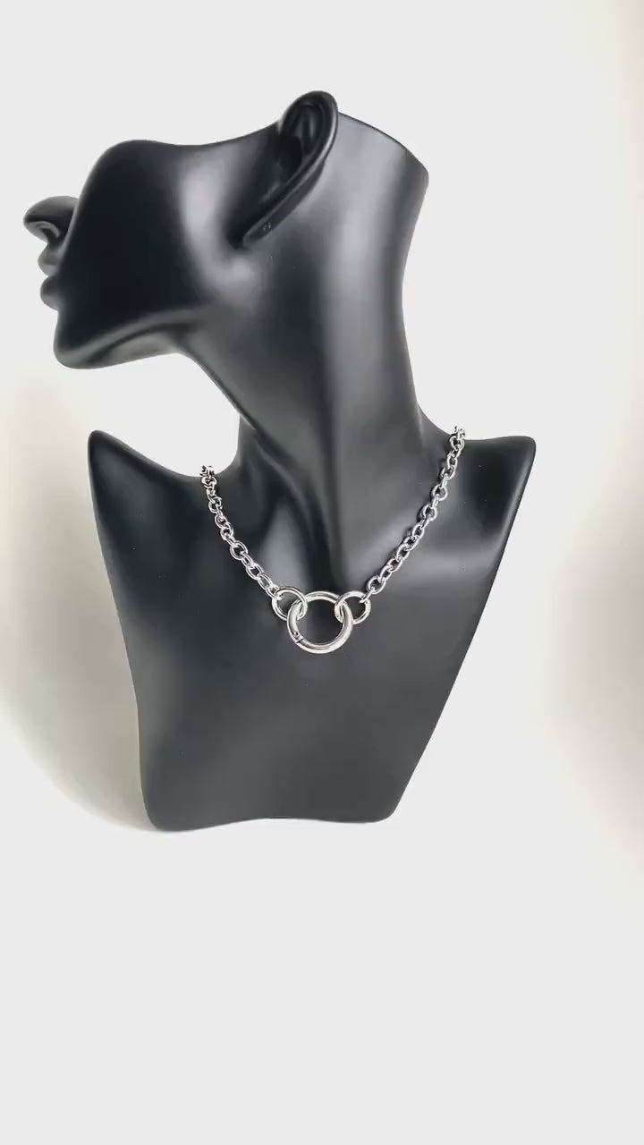 Antique Silver Choker Rock Boho Minimalist Chain Link Necklace, Handmade jewelry, Gift for her, Christmas gift for her