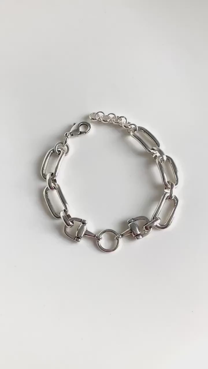 Antique Silver  bracelet, Silver Wrap Bracelet, Link Silver Bracelet, Chunky Silver Bracelet, gift for her, Charm bracelet