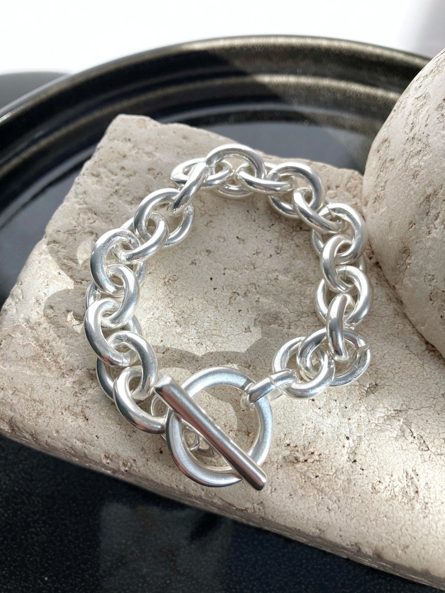 Silver Chunky Chain Toggle Bracelet, Heavy Chain Bracelet, Silver Bracelet, Statement Bold Bracelet,Statement Bracelet, Gift for her - Karl & kate