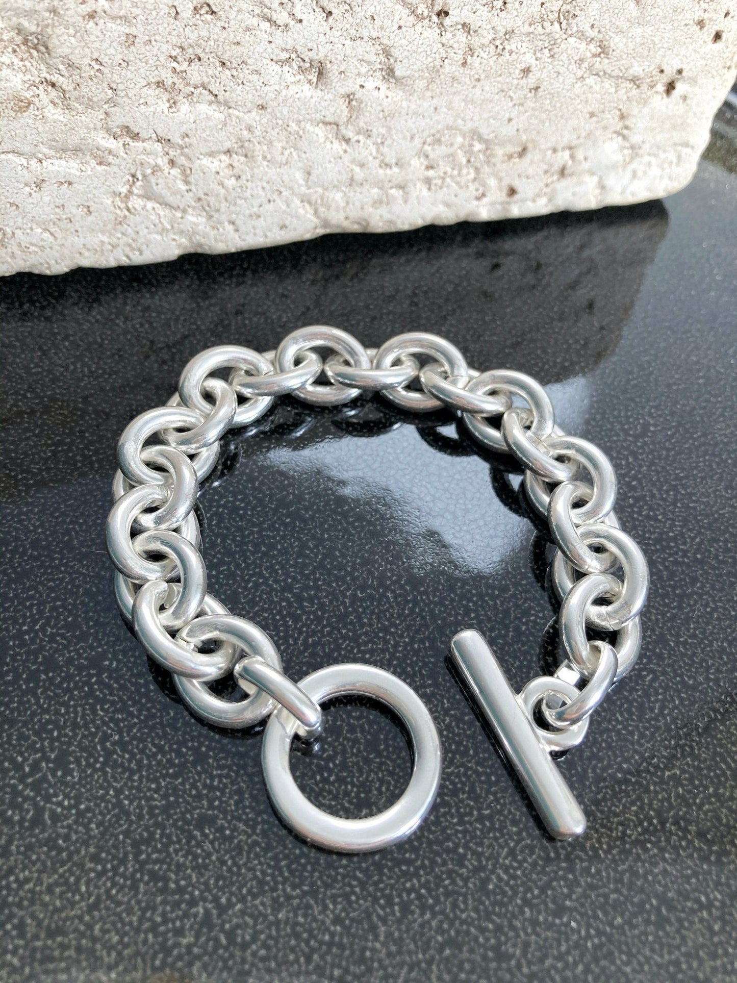Silver Chunky Chain Toggle Bracelet, Heavy Chain Bracelet, Silver Bracelet, Statement Bold Bracelet,Statement Bracelet, Gift for her - Karl & kate