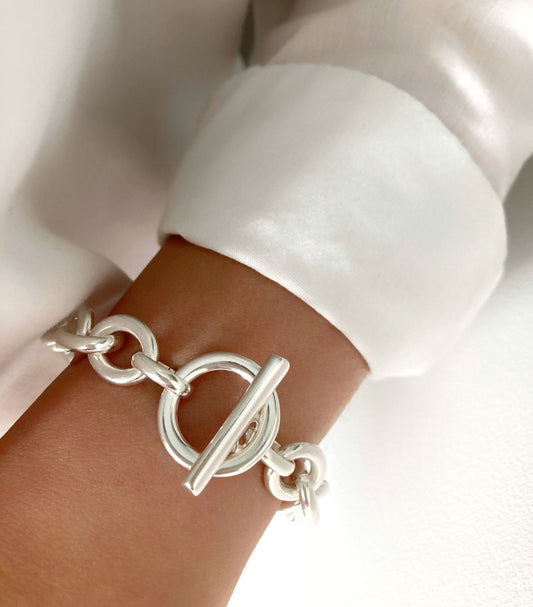 Silver Chunky Chain Toggle Bracelet, Heavy Chain Bracelet, Silver Bracelet, Statement Bold Bracelet,Statement Bracelet, Gift for her - Karl & kate
