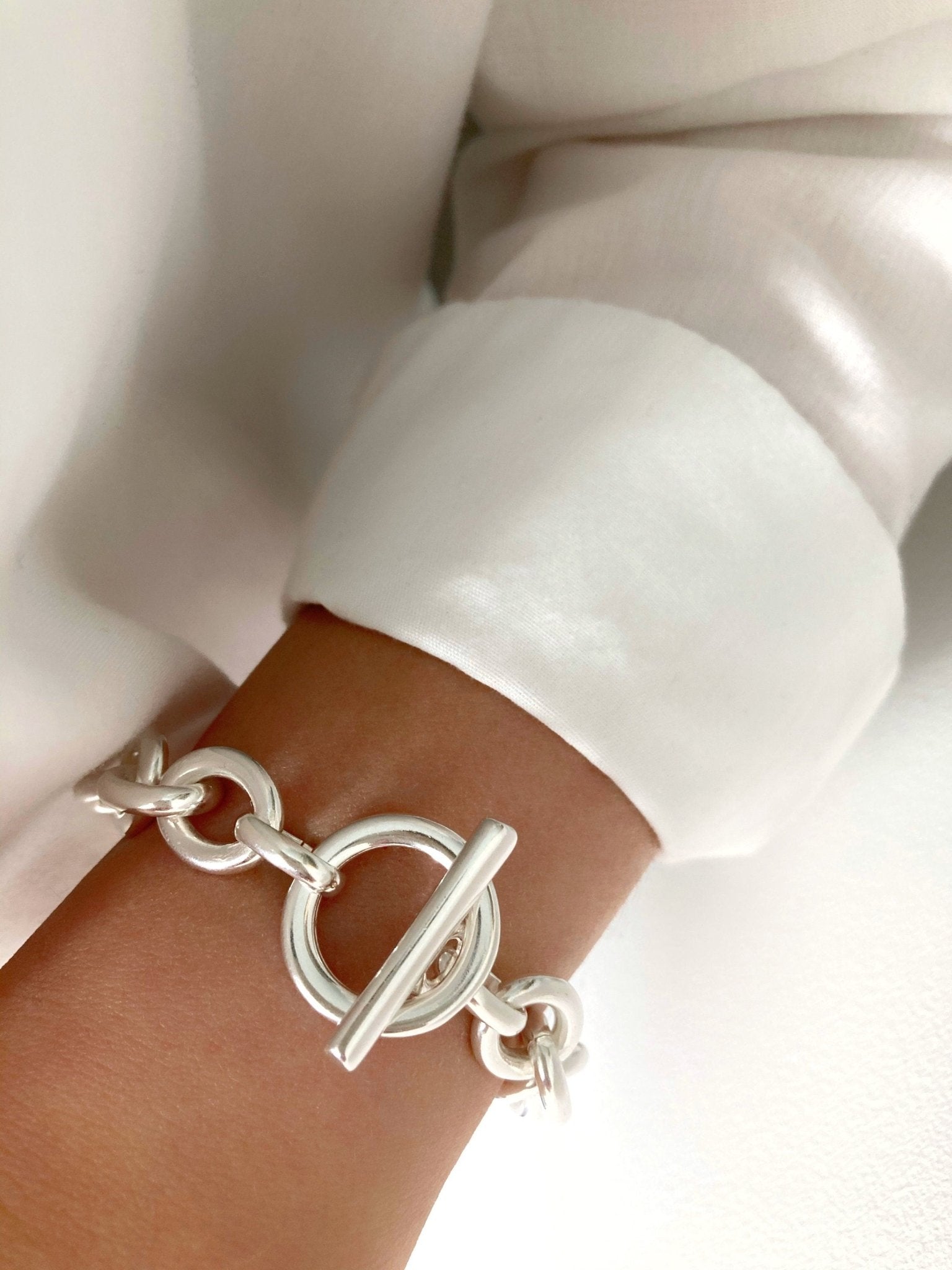 Silver Chunky Chain Toggle Bracelet, Heavy Chain Bracelet, Silver Bracelet, Statement Bold Bracelet,Statement Bracelet, Gift for her - Karl & kate