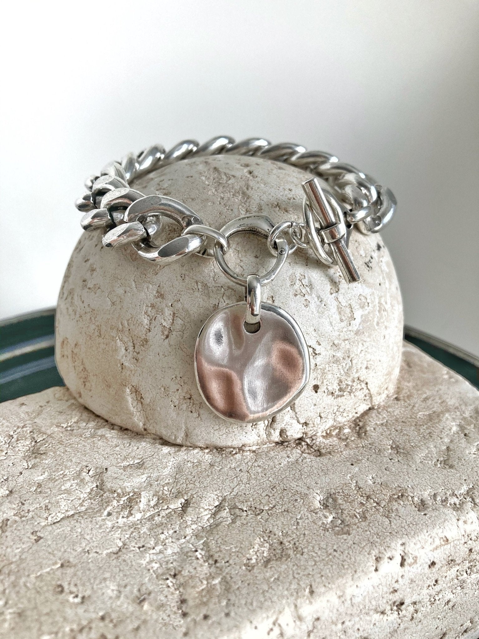 The Bali Bracelet – Chunky Silver Coin Bracelet | Heavy Chain Statement Jewelry, Gift for Her - Karl & kate