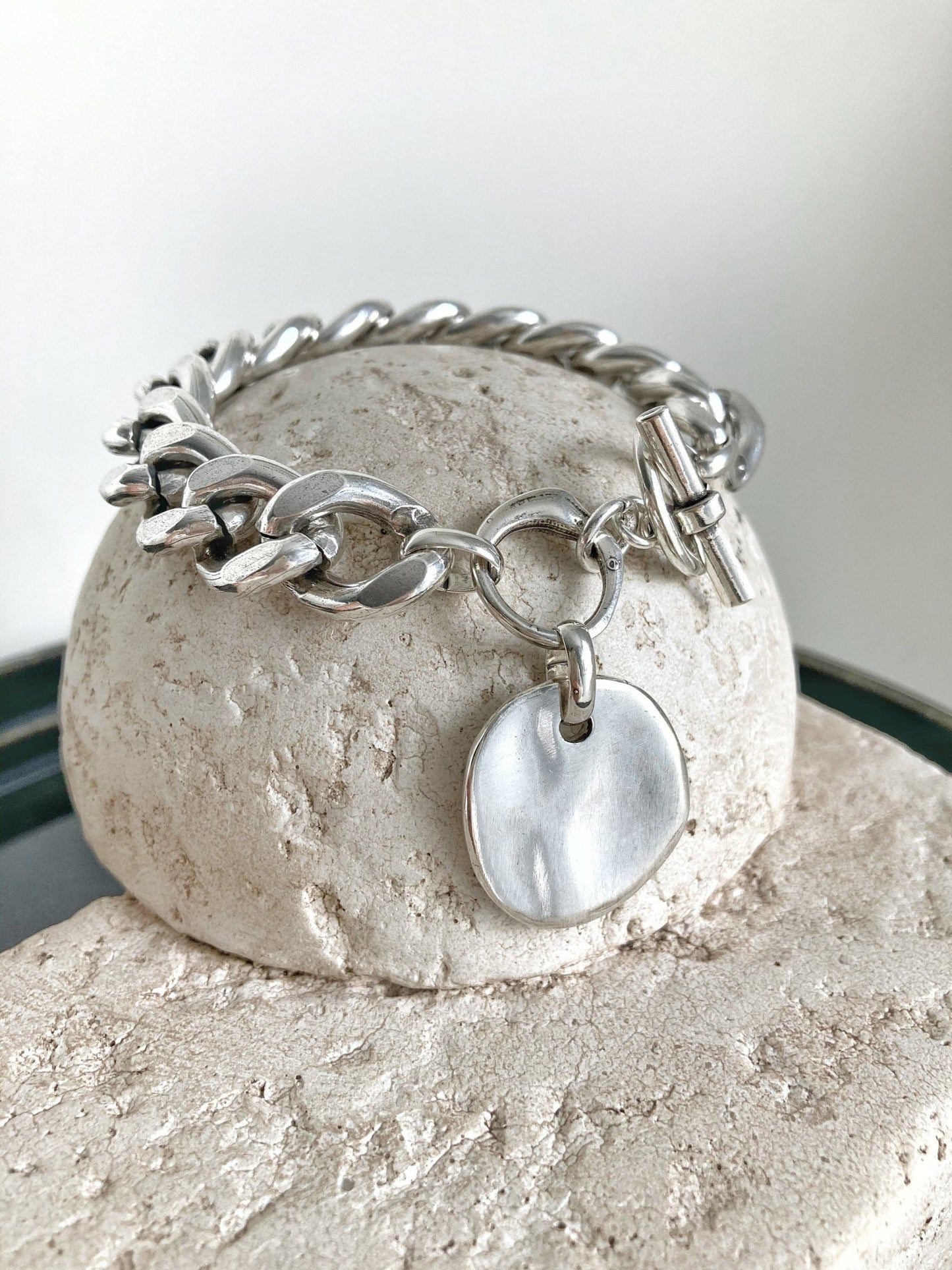 The Bali Bracelet – Chunky Silver Coin Bracelet | Heavy Chain Statement Jewelry, Gift for Her - Karl & kate