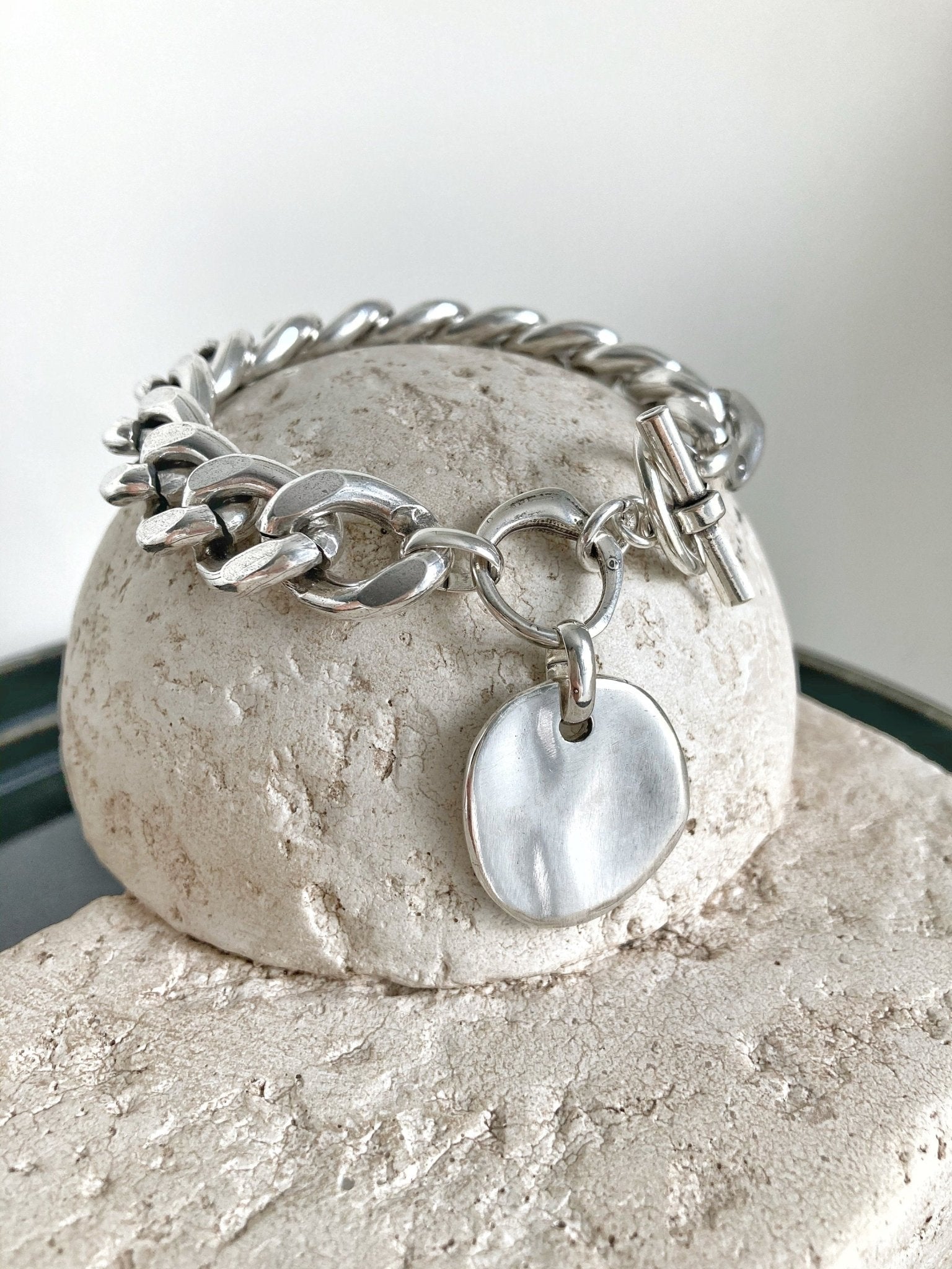 The Bali Bracelet – Chunky Silver Coin Bracelet | Heavy Chain Statement Jewelry, Gift for Her - Karl & kate