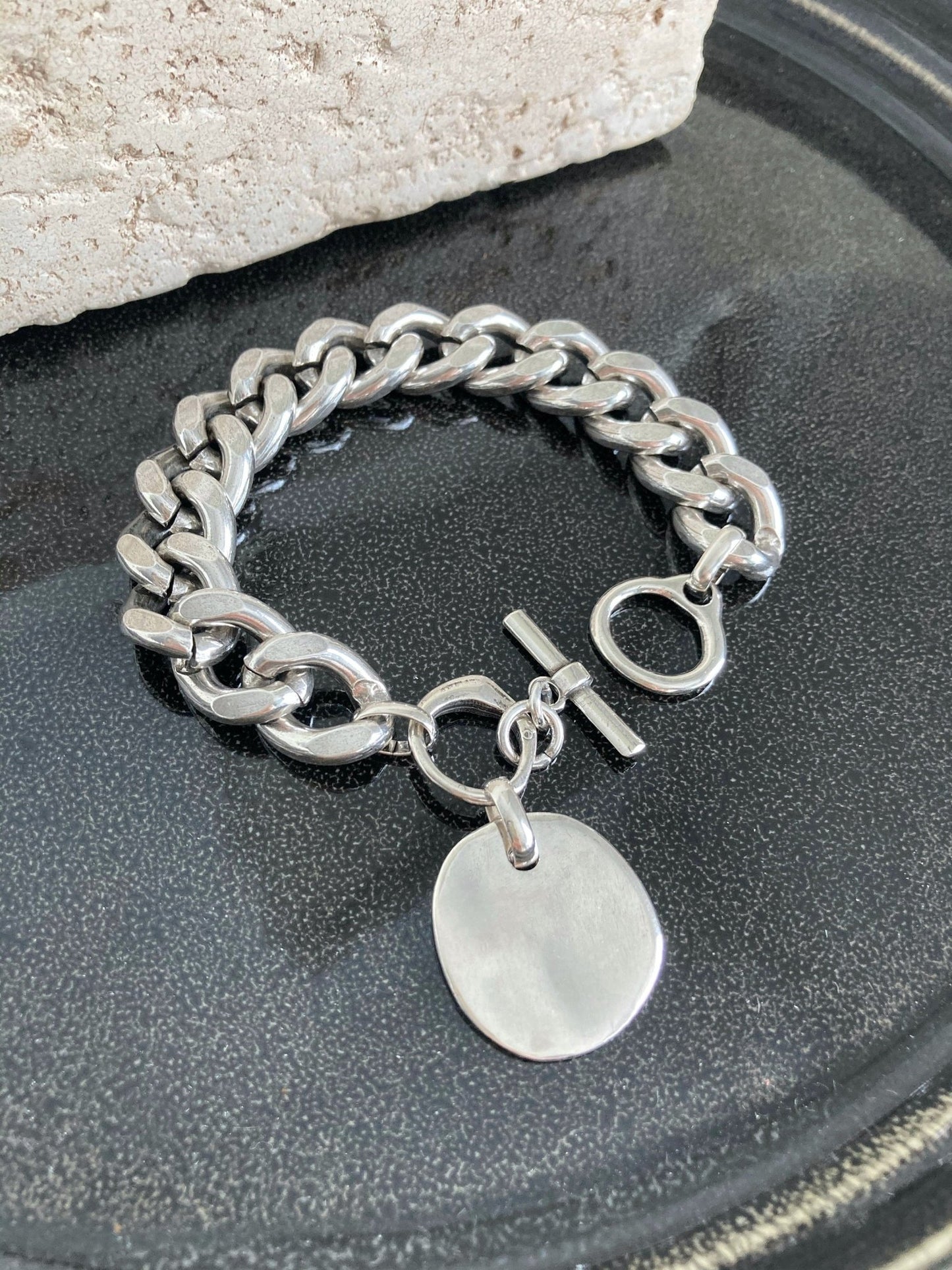 The Bali Bracelet – Chunky Silver Coin Bracelet | Heavy Chain Statement Jewelry, Gift for Her - Karl & kate