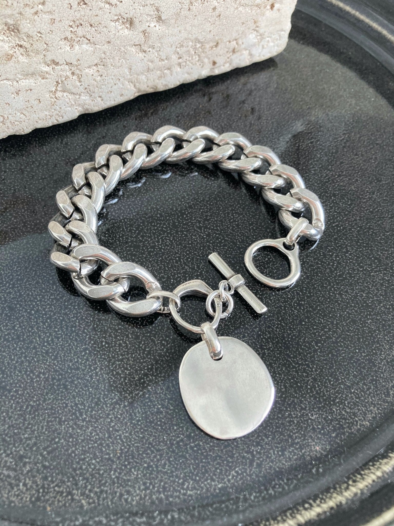 The Bali Bracelet – Chunky Silver Coin Bracelet | Heavy Chain Statement Jewelry, Gift for Her - Karl & kate