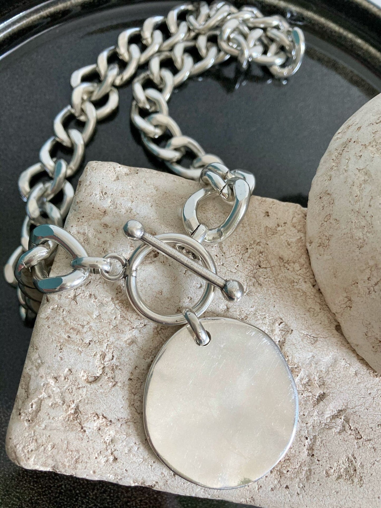 The Barcelona Necklace – Bold Silver Chunky Curb Chain | Personalized Statement Choker, Elegant Gift for Her - Karl & kate