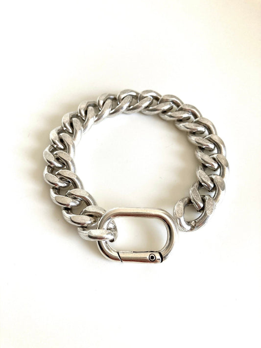 The Bergamo Bracelet – Chunky Silver Heavy Chain Bracelet | Bold Statement Link Jewelry, Gift for Him & Her - Karl & kate