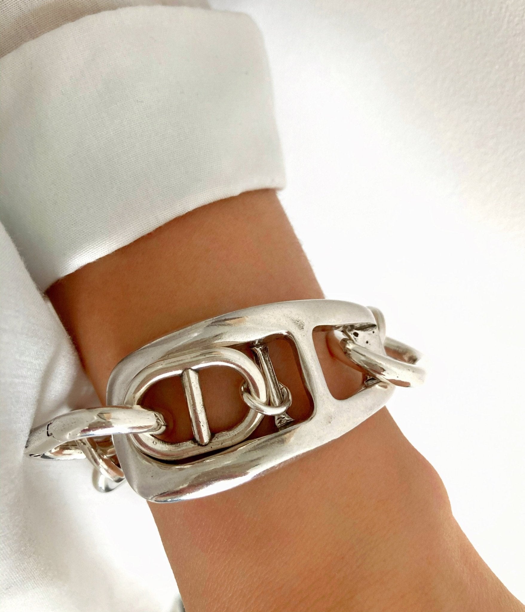 The Bergen Bracelet – Chunky Silver Wrap Bracelet | Bold Link Statement Jewelry, Gift for Her - Karl & kate