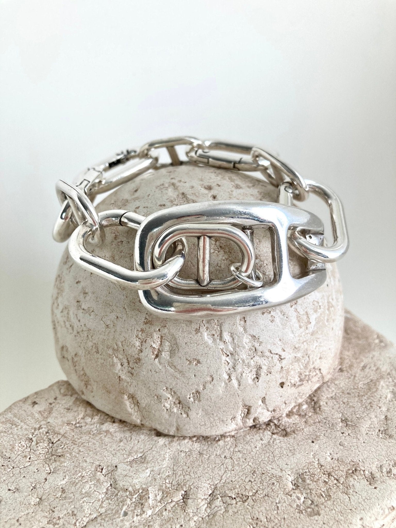 The Bergen Bracelet – Chunky Silver Wrap Bracelet | Bold Link Statement Jewelry, Gift for Her - Karl & kate