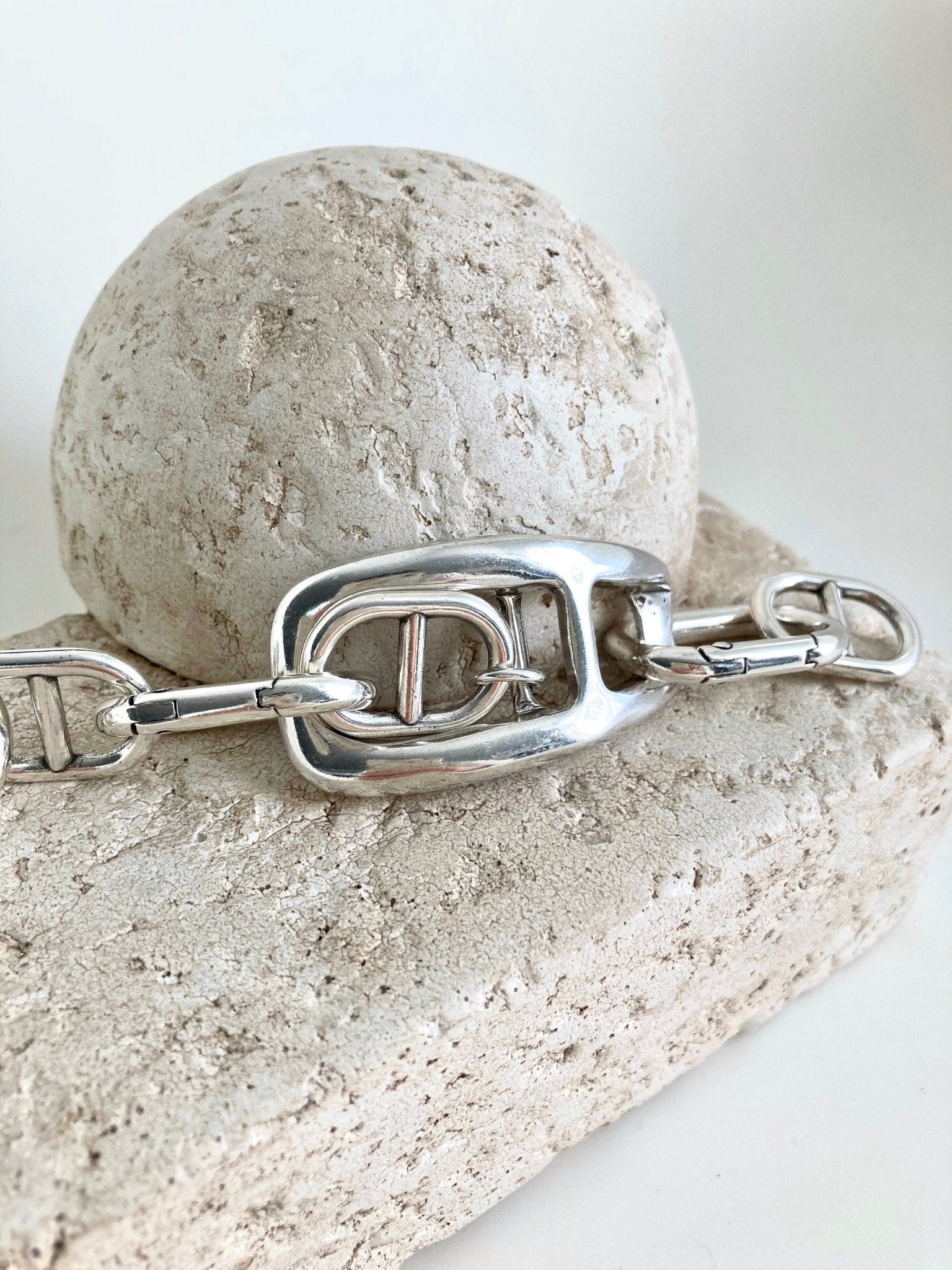 The Bergen Bracelet – Chunky Silver Wrap Bracelet | Bold Link Statement Jewelry, Gift for Her - Karl & kate