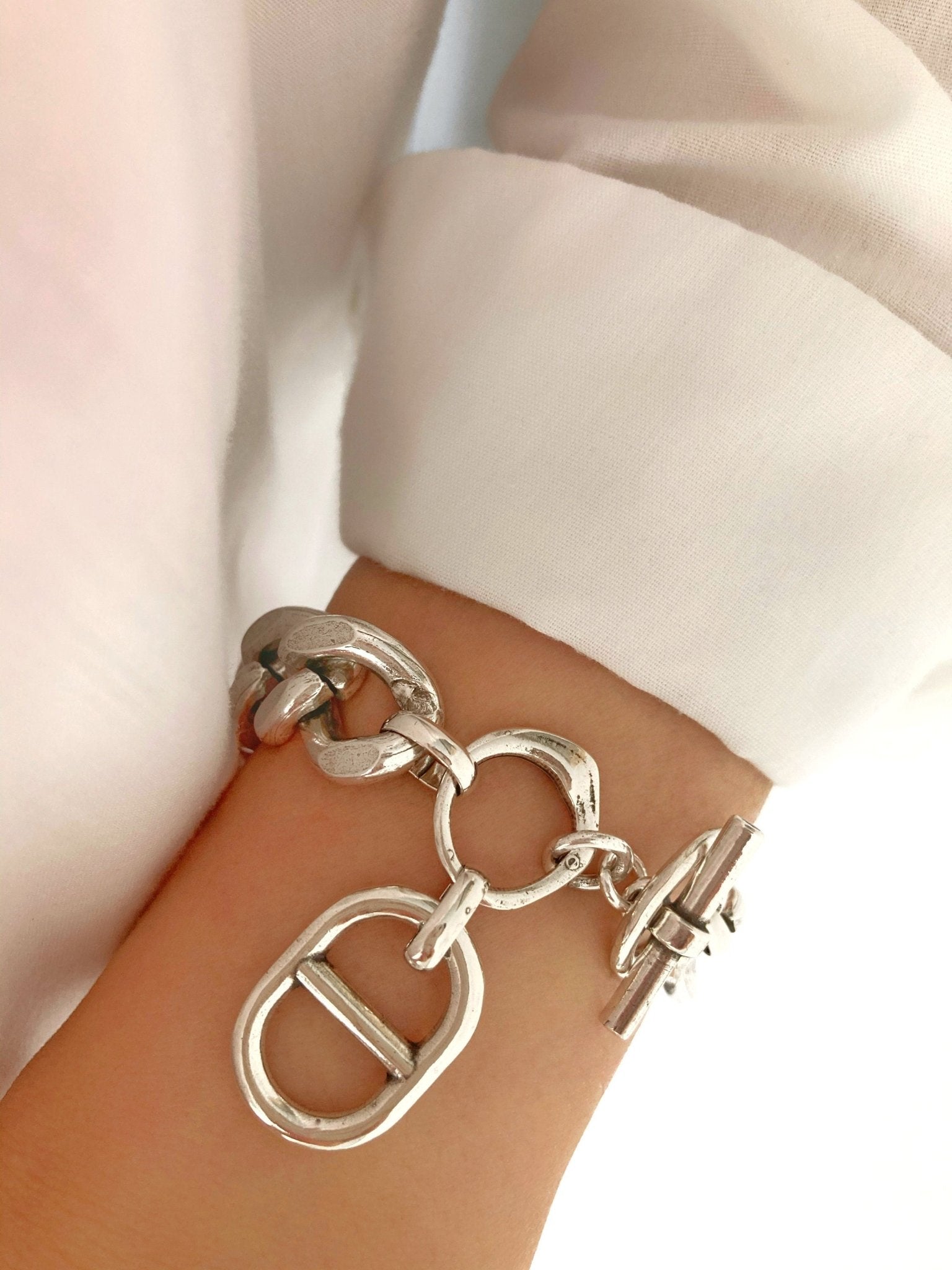 The Brooklyn Bracelet – Bold Chunky Silver Charm Curb Chain | Statement Link Bracelet, Gift for Her - Karl & kate
