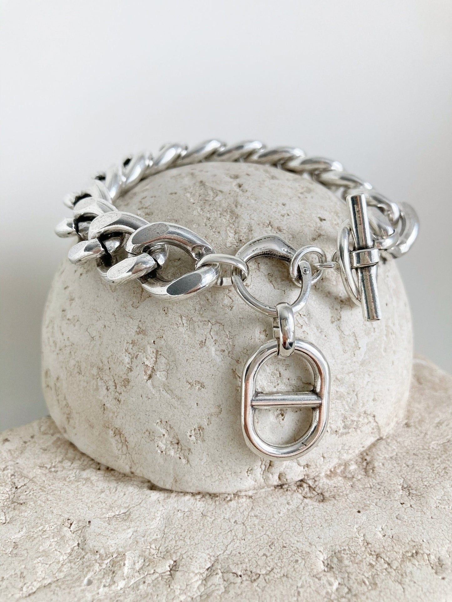 The Brooklyn Bracelet – Bold Chunky Silver Charm Curb Chain | Statement Link Bracelet, Gift for Her - Karl & kate