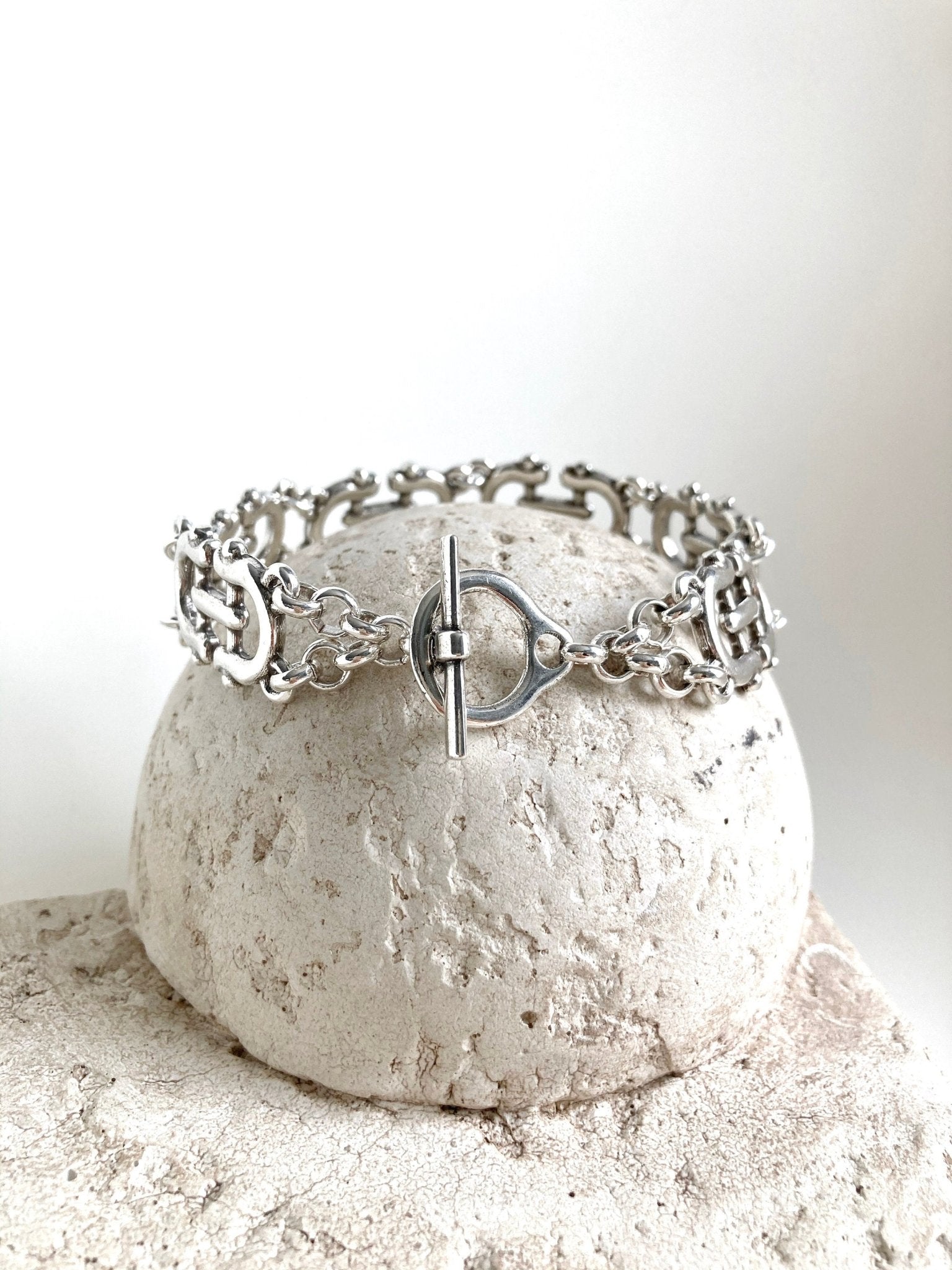 The Bruges Bracelet – Chunky Silver Wide Link Bracelet | Bold Solid Statement Jewelry, Gift for Her - Karl & kate