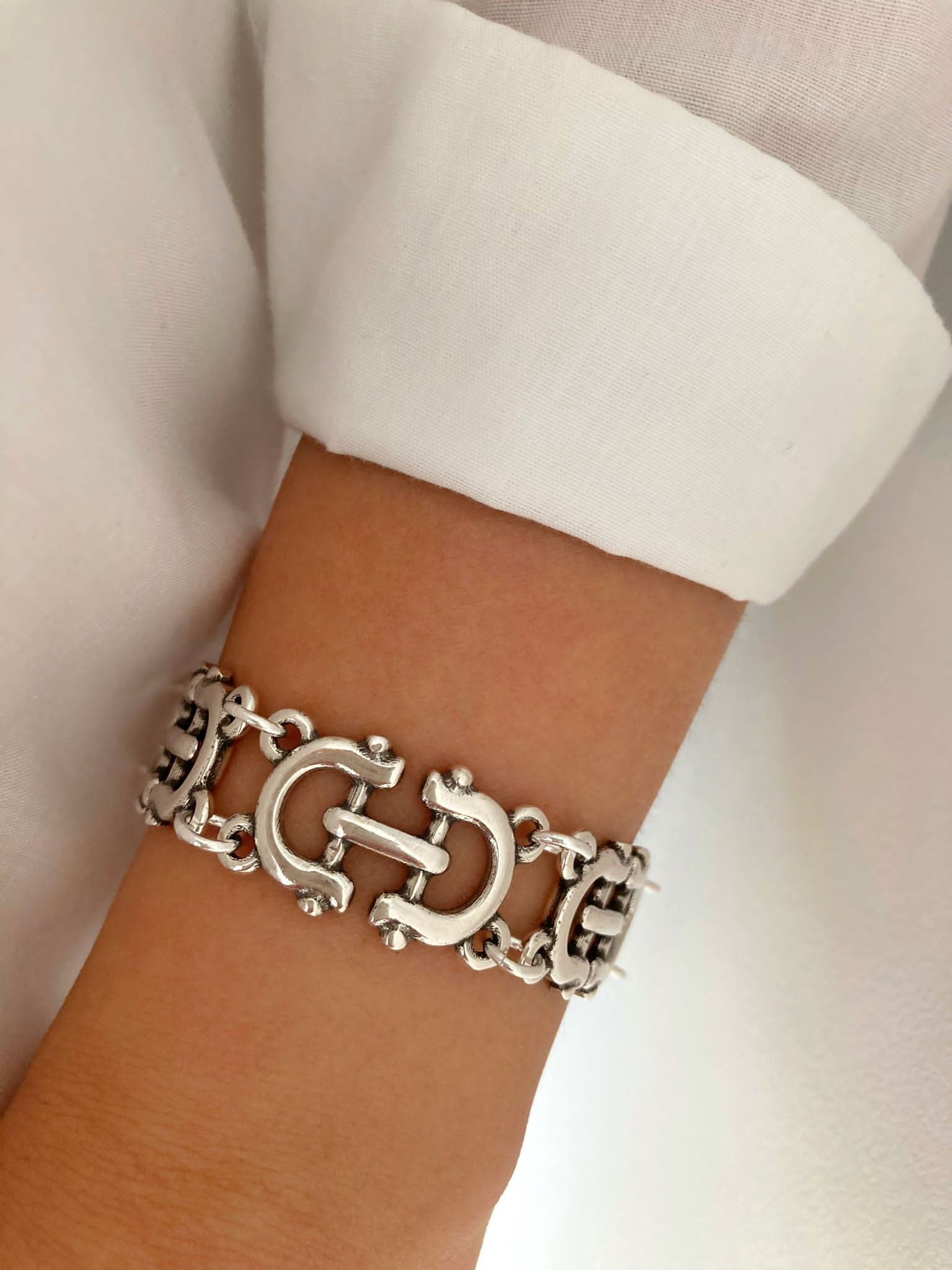 The Bruges Bracelet – Chunky Silver Wide Link Bracelet | Bold Solid Statement Jewelry, Gift for Her - Karl & kate