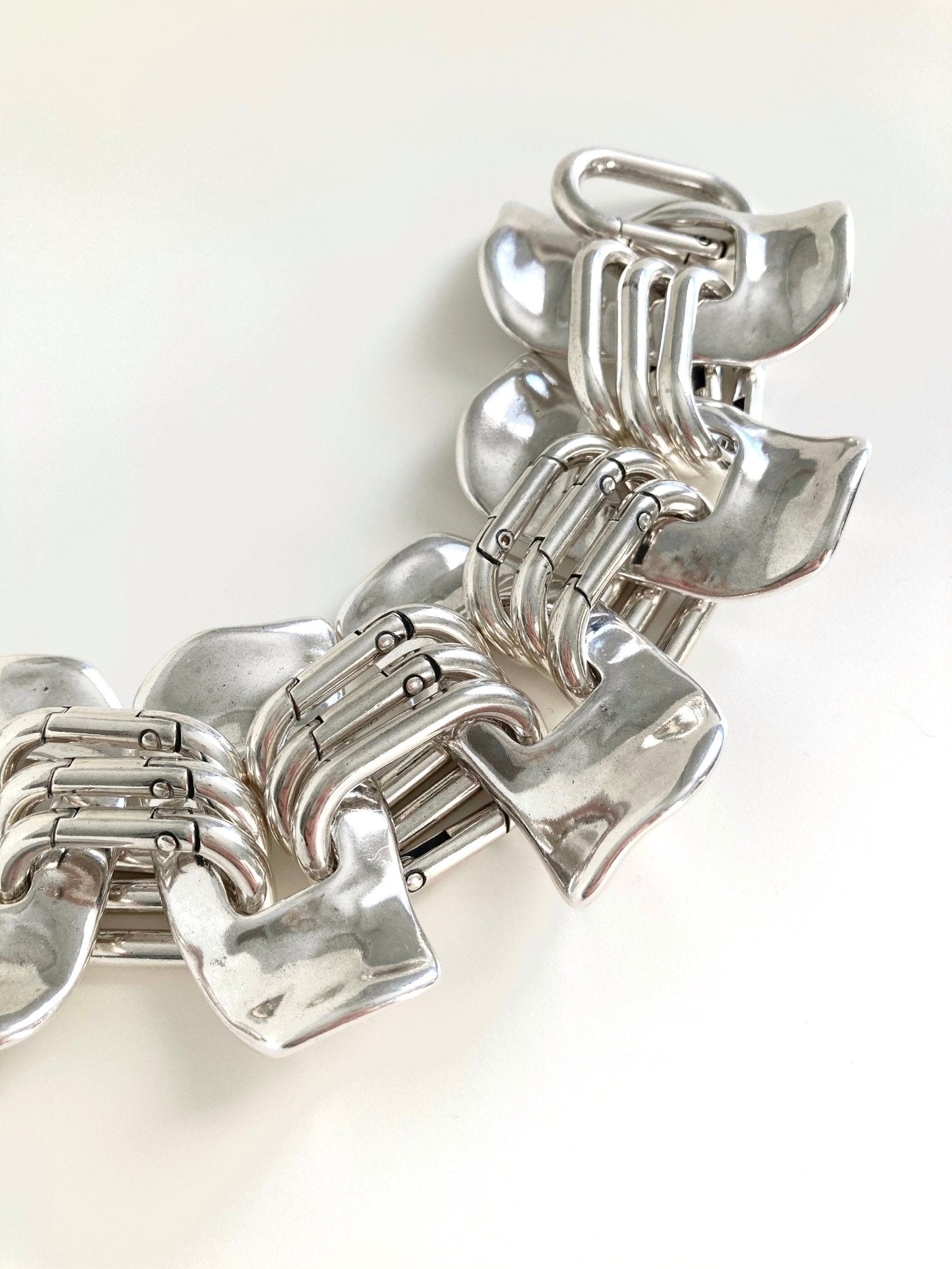 The Buffalo Bracelet – Heavy Silver Cuff Bracelet | Bold Statement Link Jewelry, Gift for Her - Karl & kate