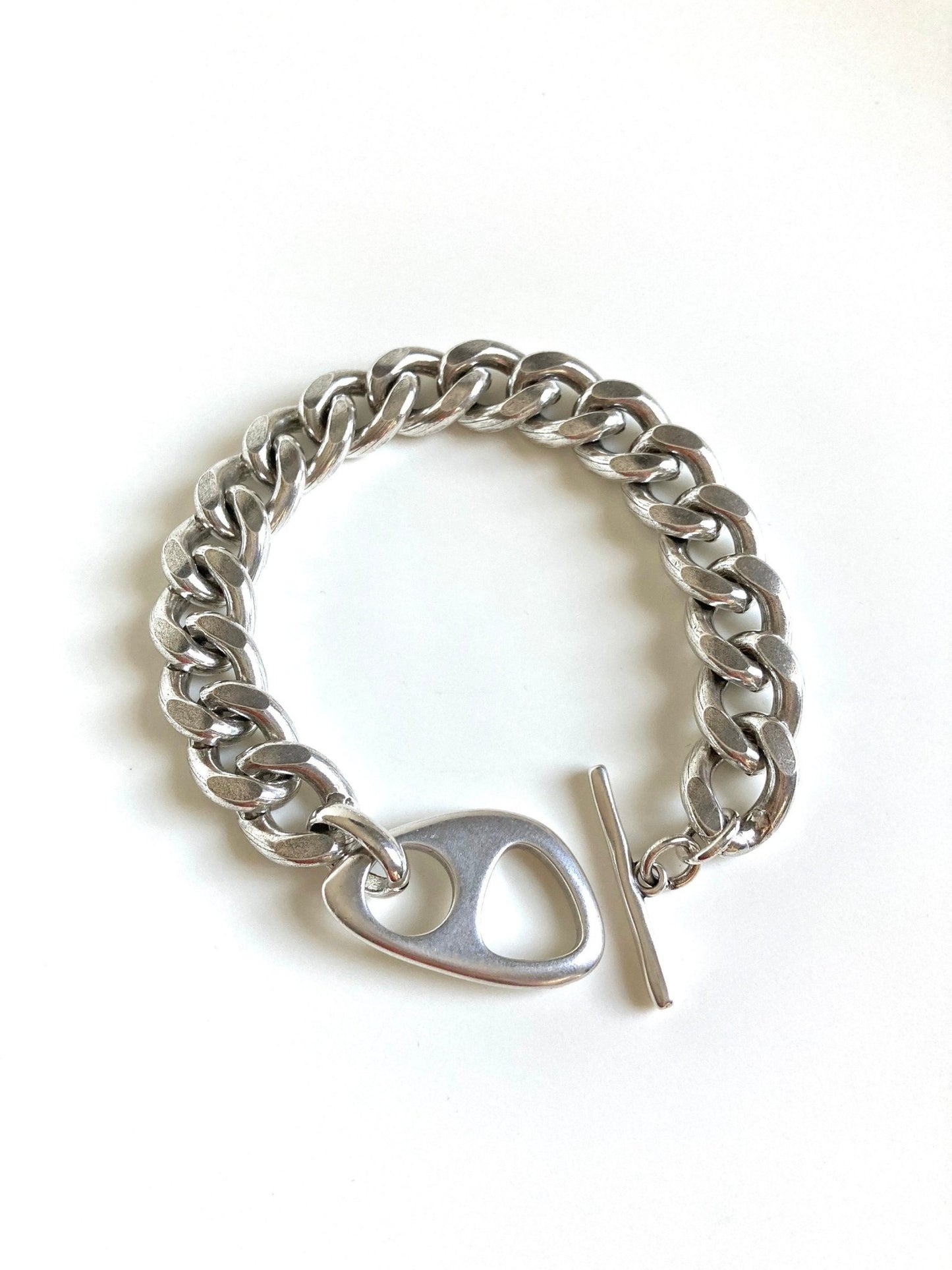 The Cadaqués Bracelet – Heavy Silver Statement Chain | Elegant Toggle Clasp Personalized Jewelry, Gift for Her - Karl & kate