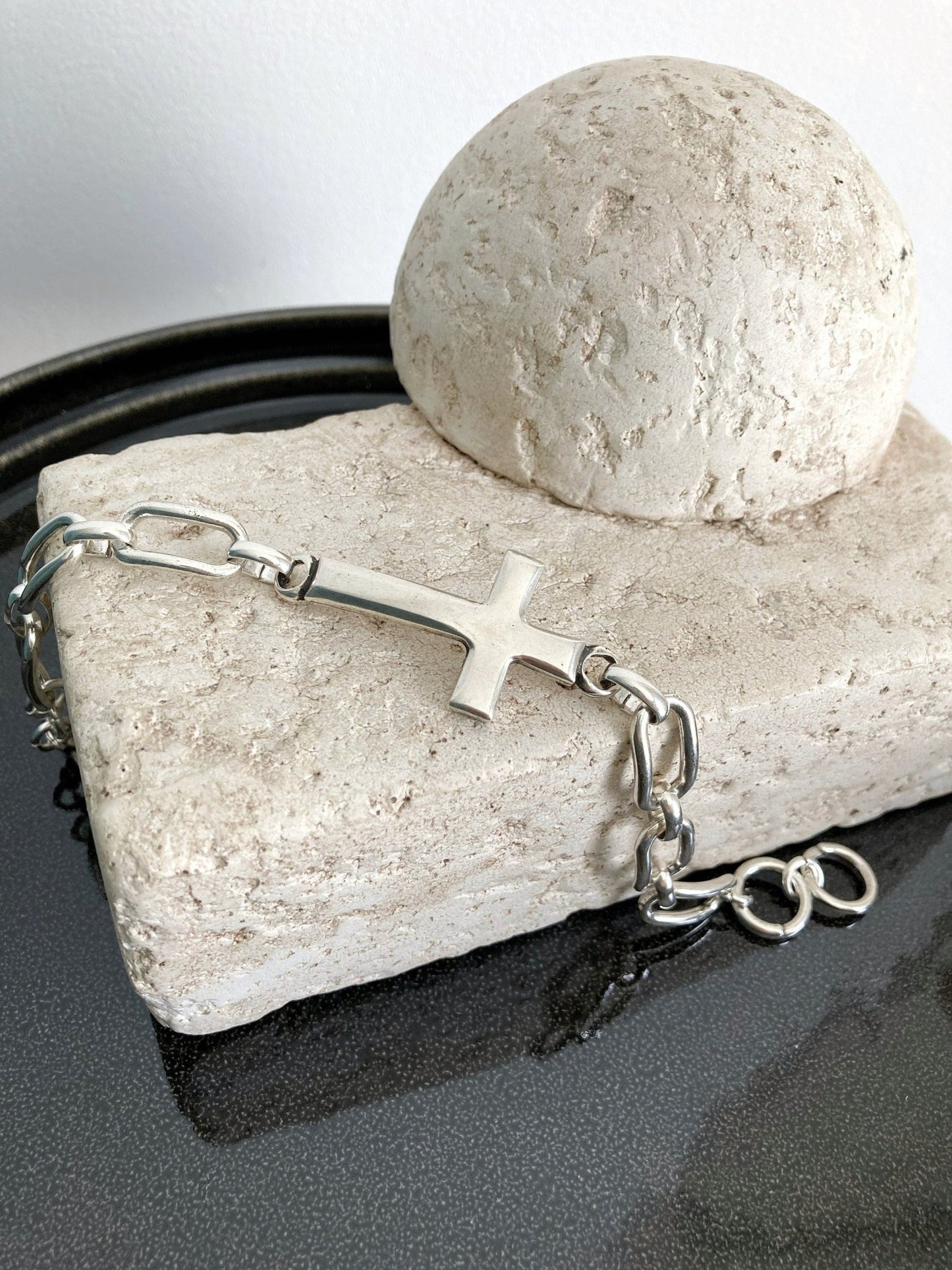 The Camden Bracelet – Chunky Silver Cross Bracelet | Bold Rock - Inspired Statement Jewelry, Gift for Her - Karl & kate