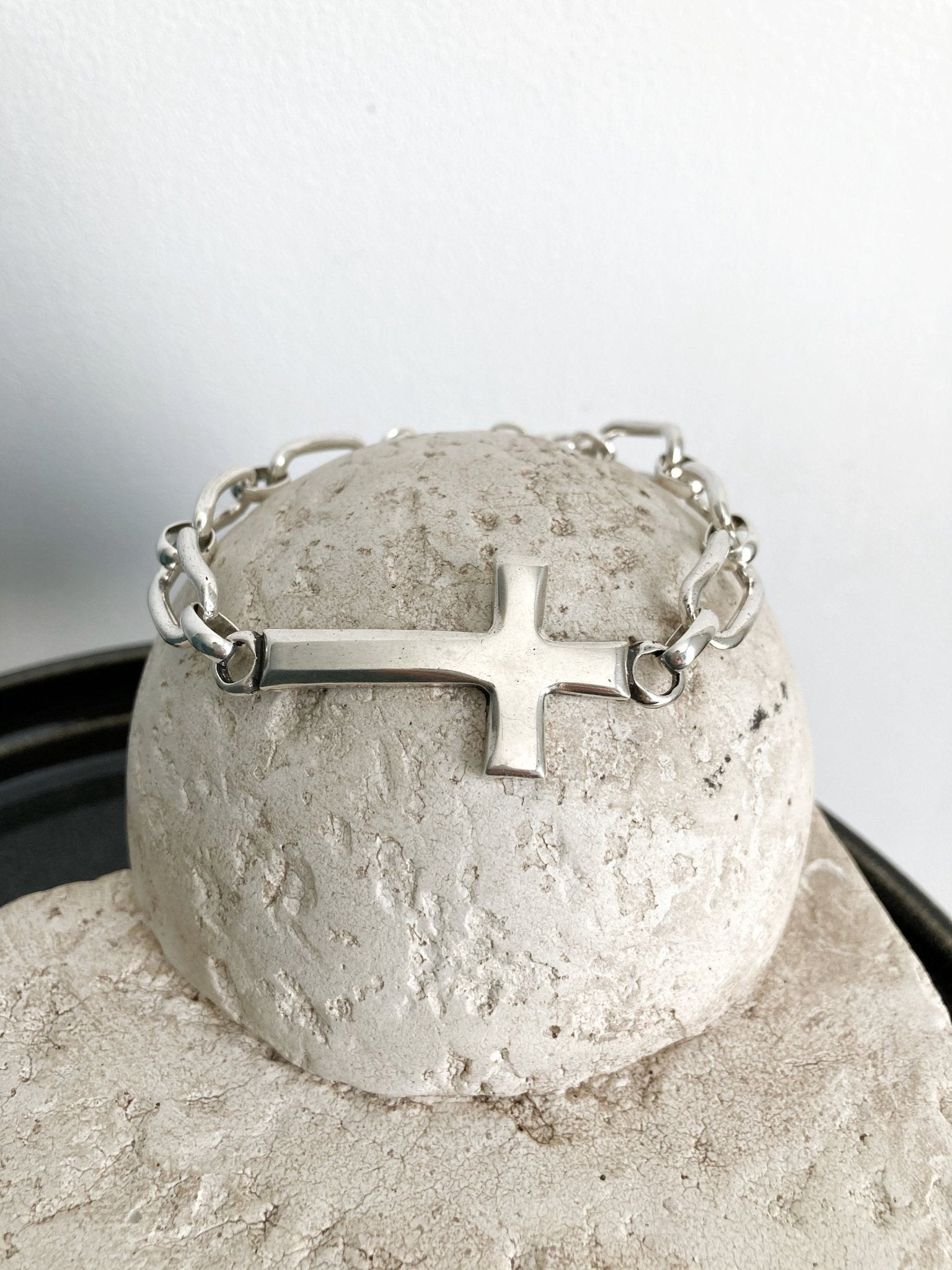 The Camden Bracelet – Chunky Silver Cross Bracelet | Bold Rock - Inspired Statement Jewelry, Gift for Her - Karl & kate