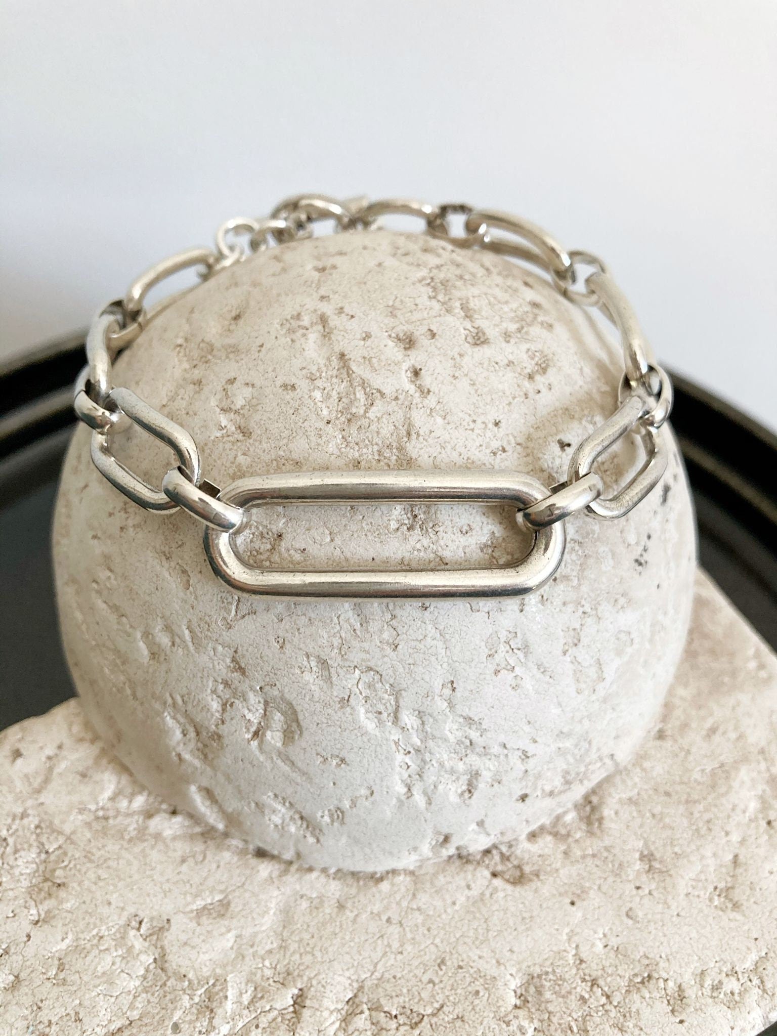 The Cancun Bracelet – Elegant Silver Oval Link Bracelet | Chunky Statement Jewelry, Gift for Her - Karl & kate